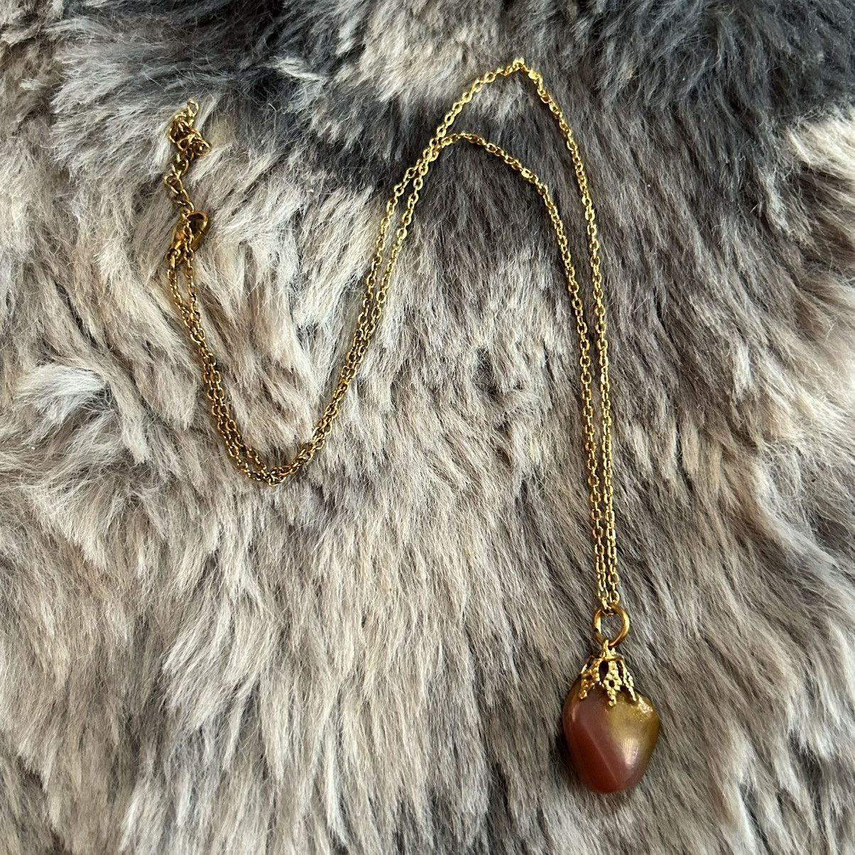Vintage Handcrafted vintage capped mookaite stone pendant necklace Size ONE SIZE - 7 Thumbnail