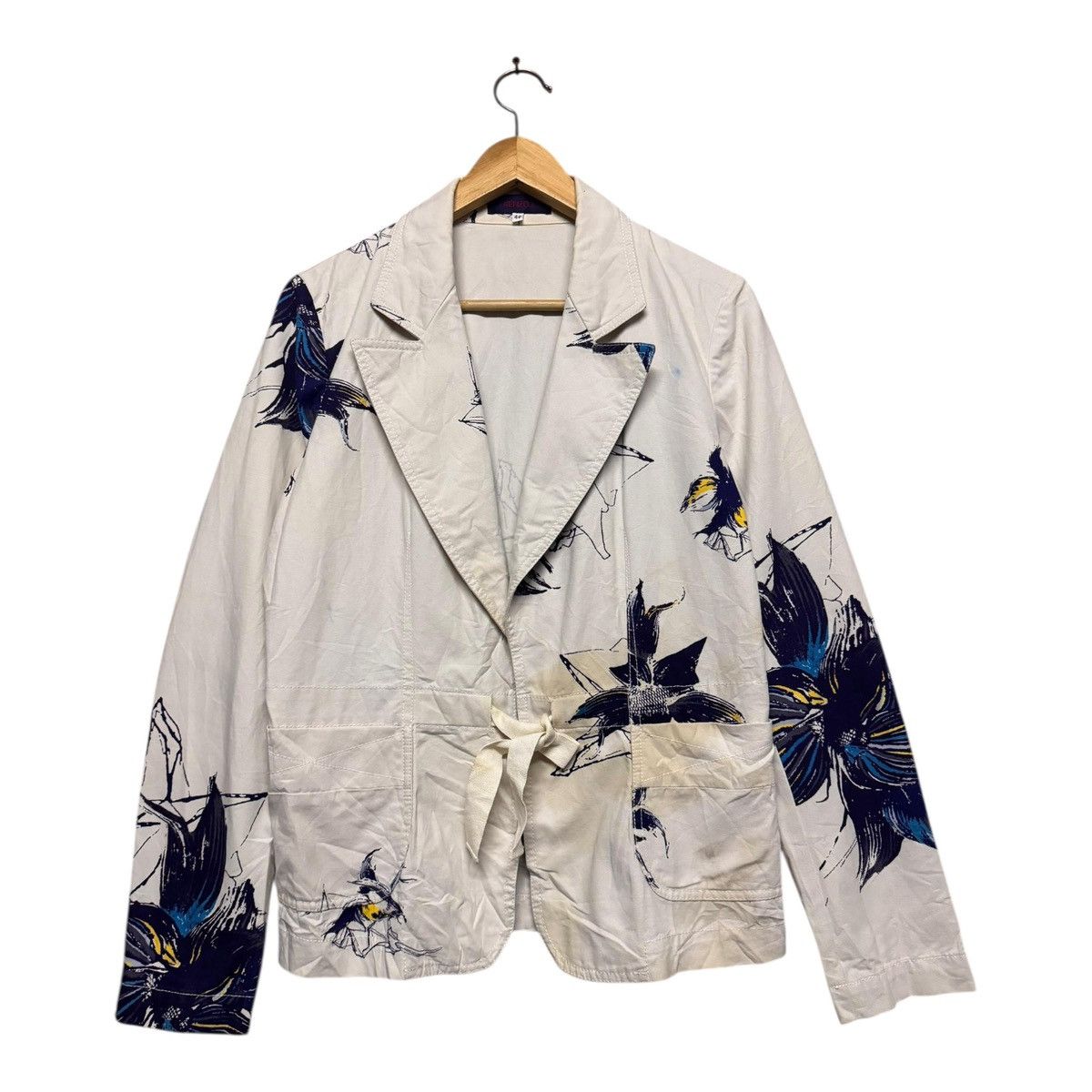 Kenzo Vtg🔥Kenzo Jeans Flower Painted Lace Blazer Jacket Size 40L - 1 Thumbnail
