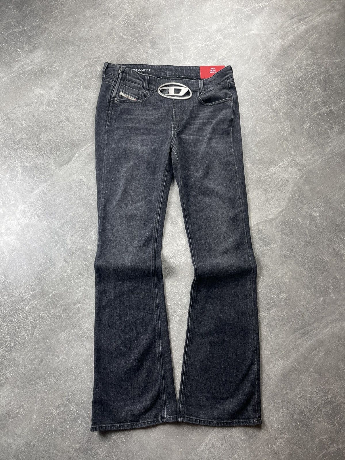 Diesel Diesel Industry Dark Bootcut Jeans Metal Logo Belt Buckle Size 28" / US 6 / IT 42 - 2 Thumbnail