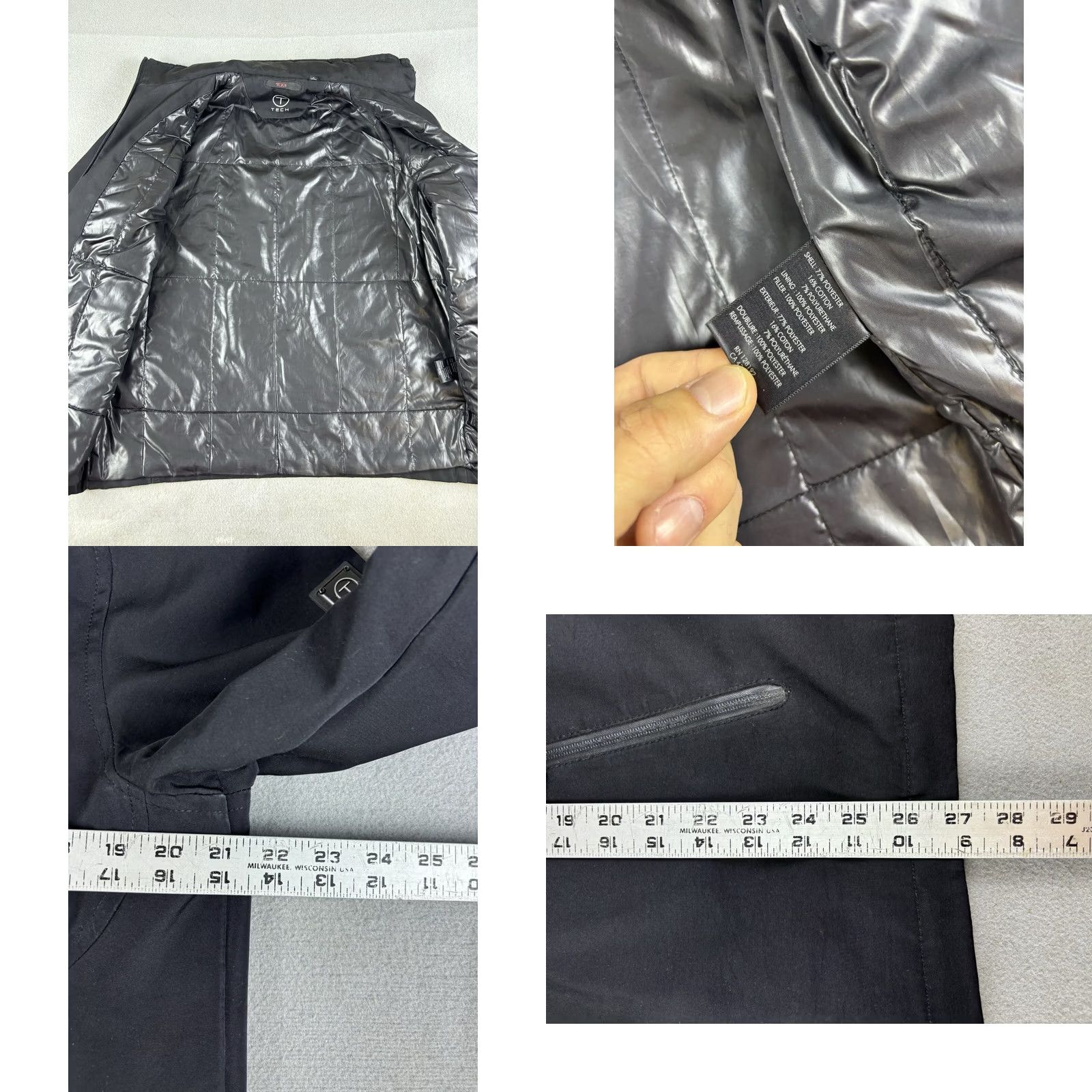 Tumi TUMI Tech Jacket Mens S Black Soft Shell Zip Up Hidden Hood Travel Casual Regular Jacket Size US S / EU 44-46 / 1 - 9 Thumbnail