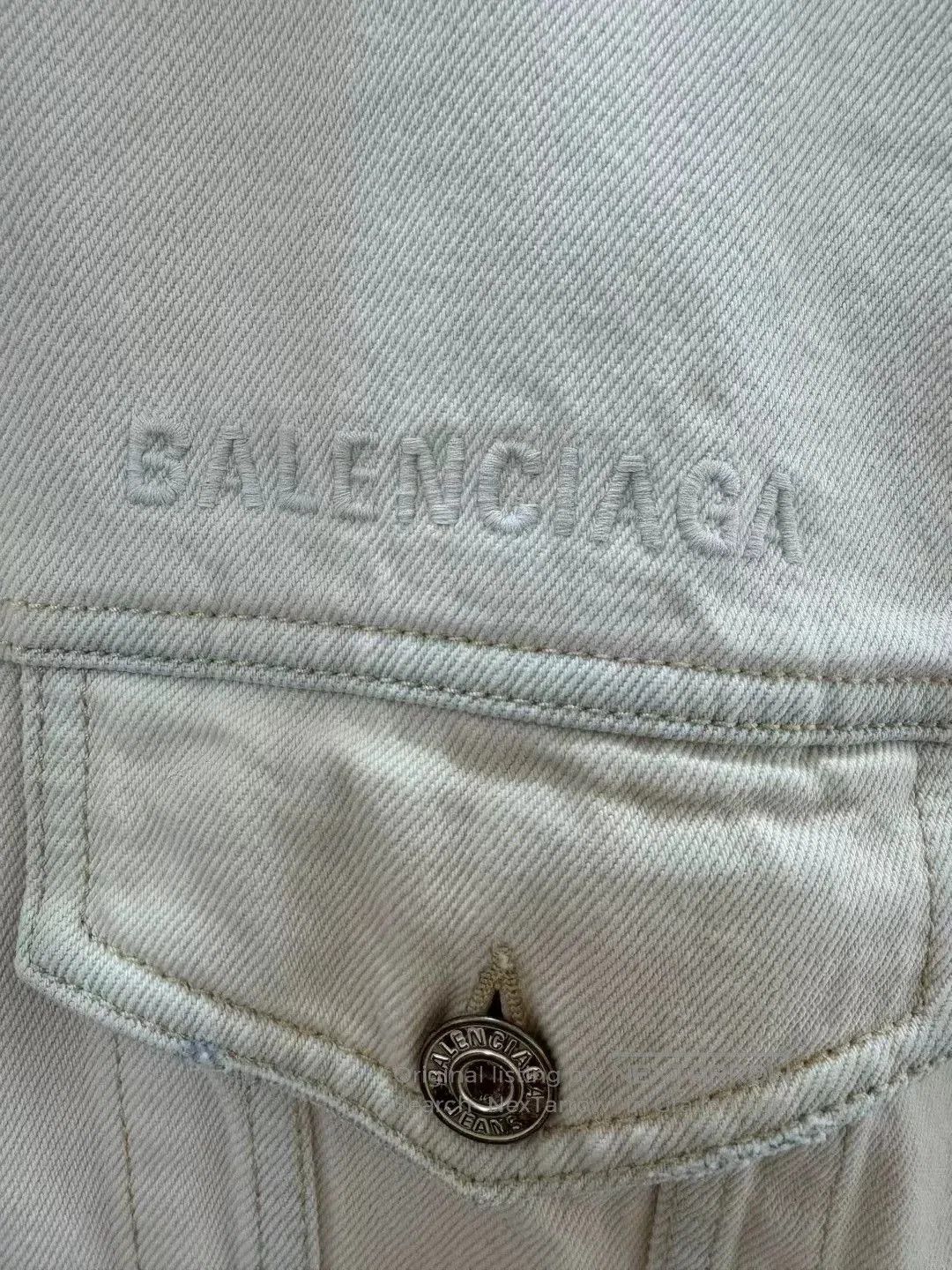 Balenciaga balenciaga white denim jacket with logo. Size US XS / EU 42 / 0 - 2 Thumbnail