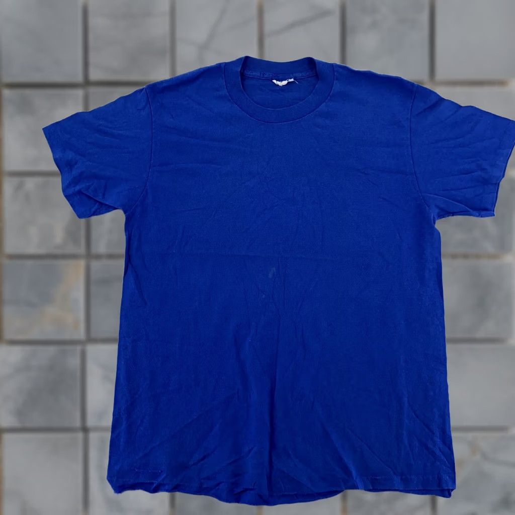 Vintage VINTAGE Sportswear T-Shirt Blue Shirt Mens S Crew Neck Short Sleeve Cotton Solid 80s Minimalist Classic CNNonsense Size US S / EU 44-46 / 1 - 1 Thumbnail