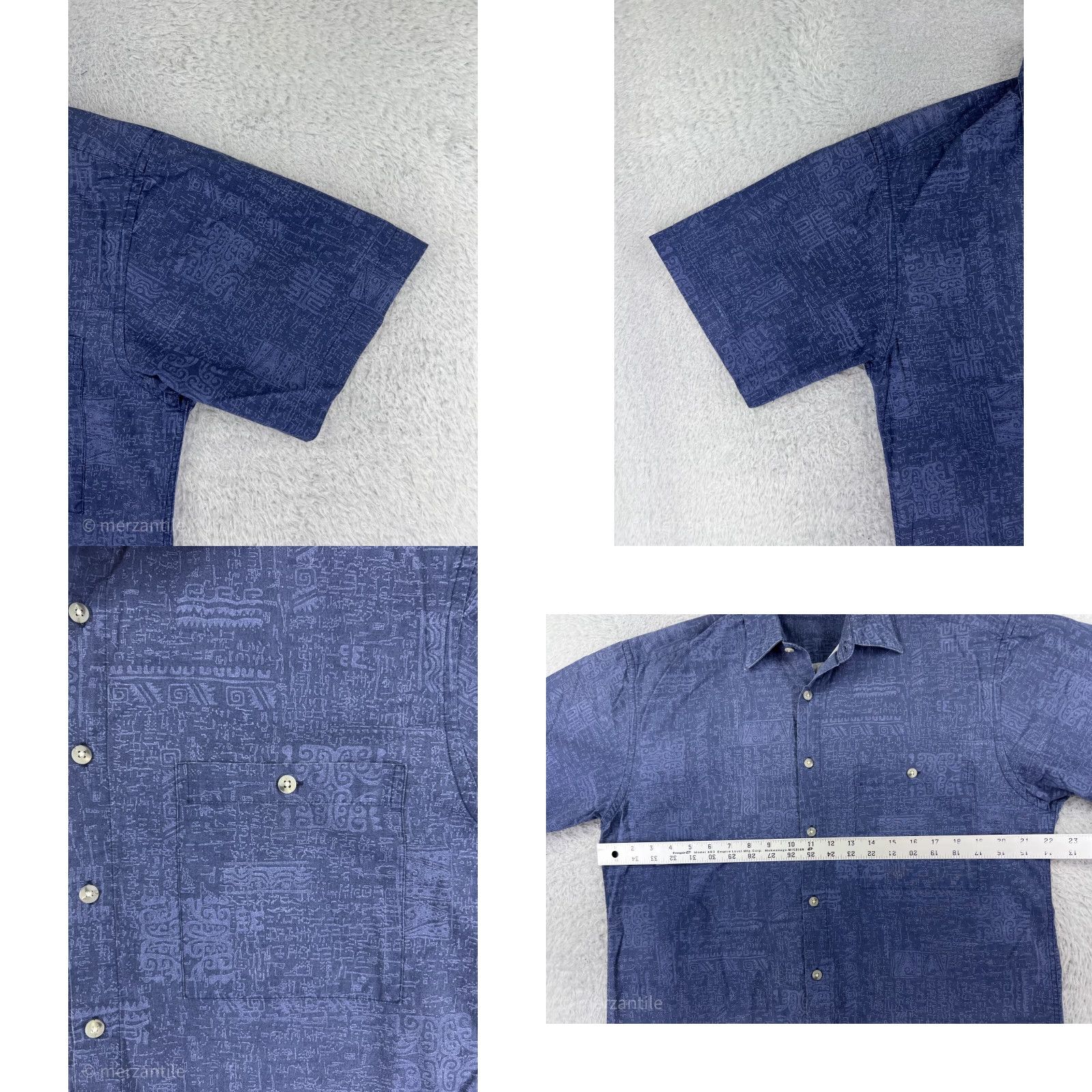 Vintage Hollis River Shirt Mens Medium Blue Tribal Hieroglyph Pattern Button Up Hawaiian Size US M / EU 48-50 / 2 - 7 Thumbnail