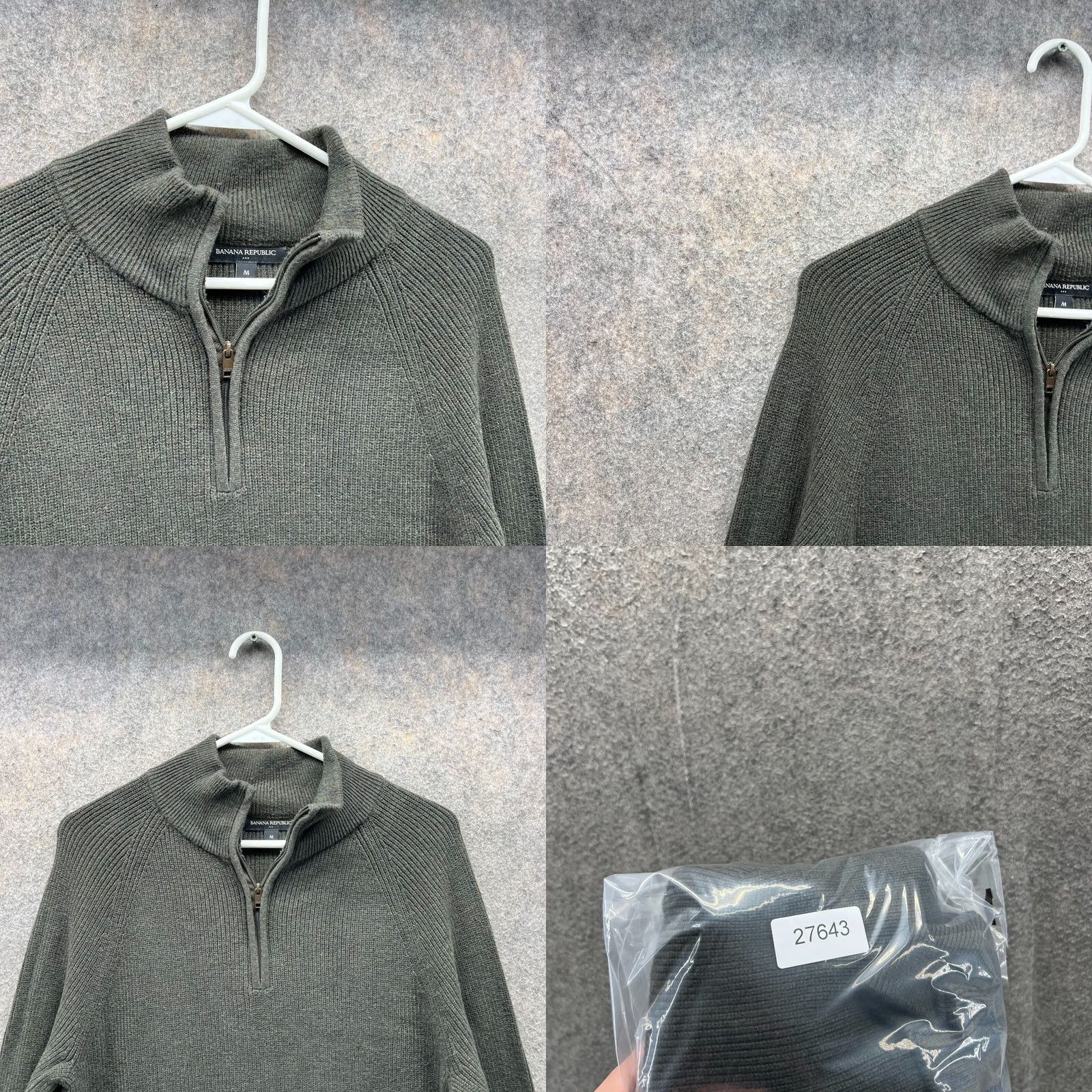Banana Republic Banana Republic Sweater Mens Medium Olive Green Quarter Zip Pullover Fleece - Size US M / EU 48-50 / 2 - 8 Thumbnail