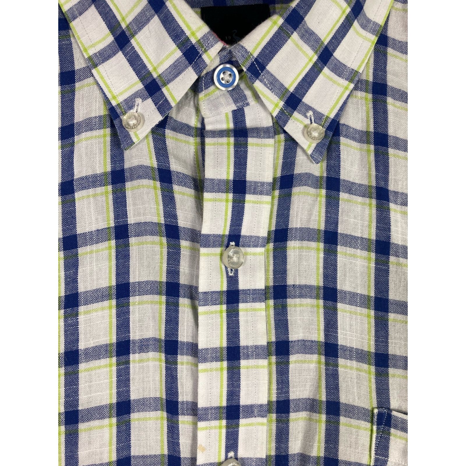Tailorbyrd Tailorbyrd Men's Button Down Shirt White & Blue Plaid Size L Size US L / EU 52-54 / 3 - 11 Thumbnail