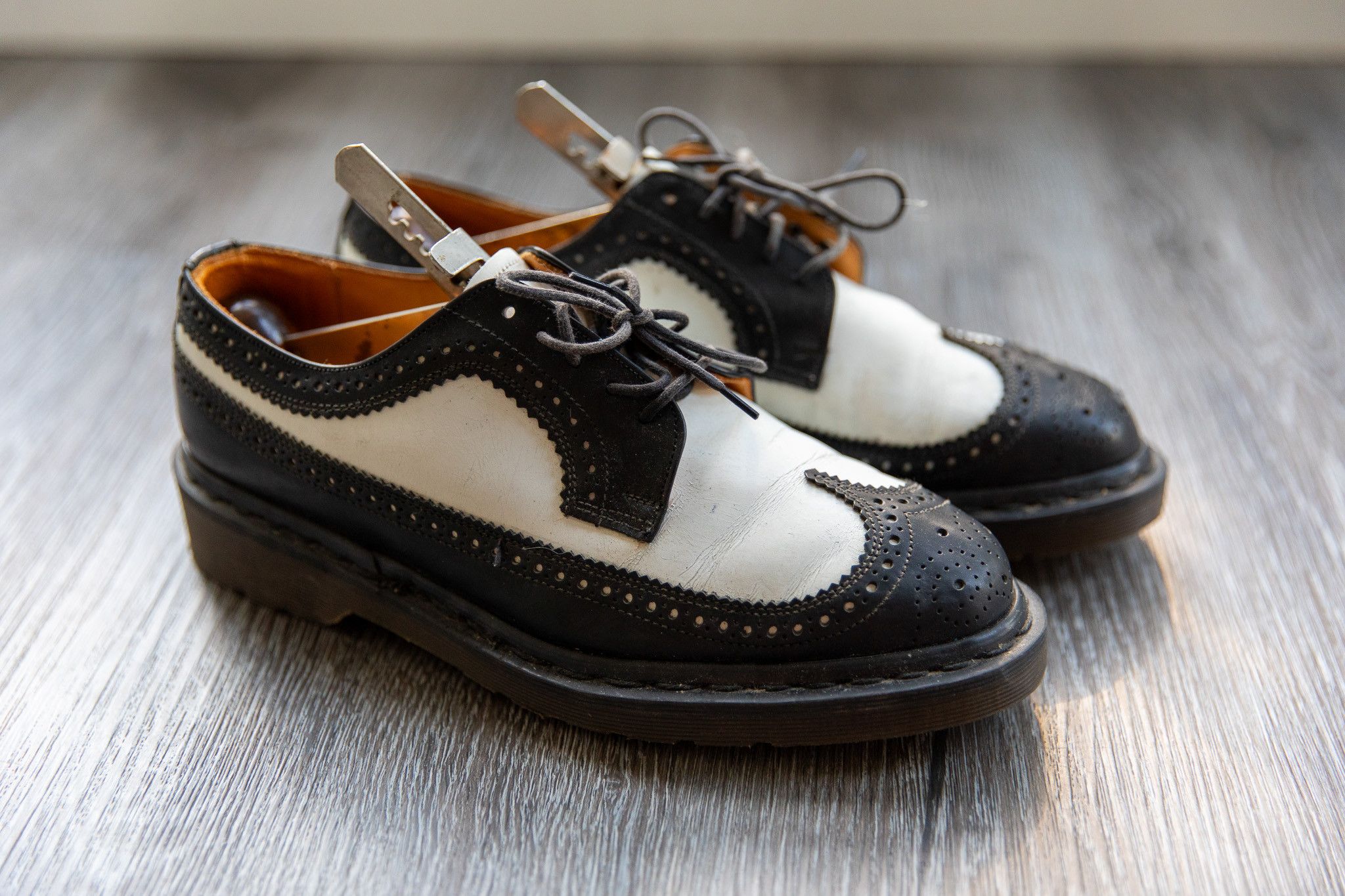 Dr.Martens Vintage Black and White Oxfords Made in England Mens Size 9 Dr. Martens Vintage 3989 White Wingtip Oxford Shoes... | Depop main image 2