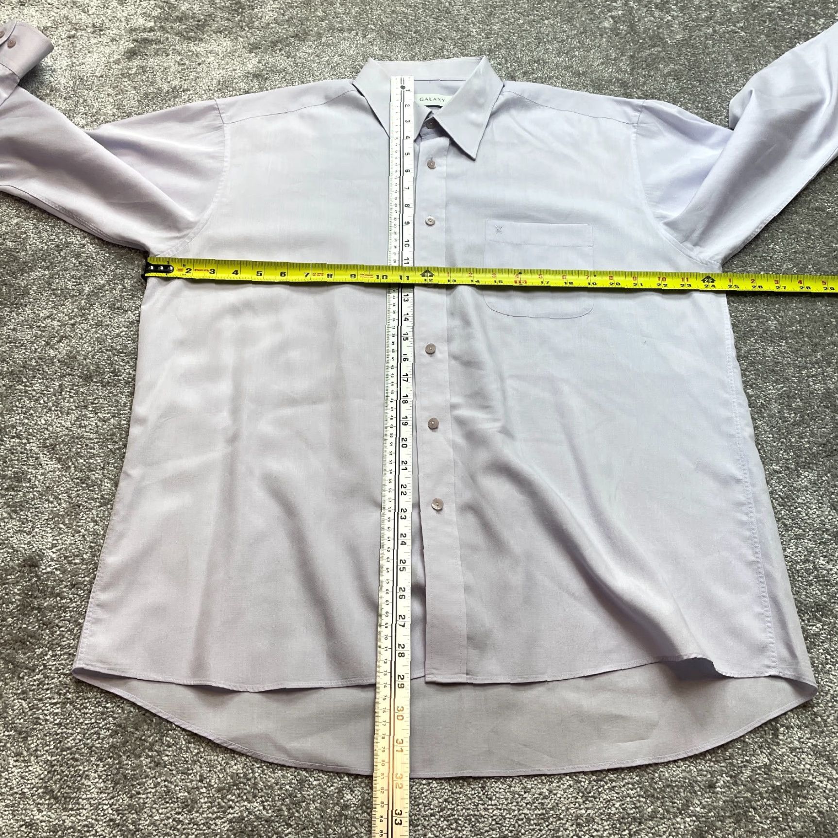 Vintage Galaxy Dress Shirt Mens 48 Light Purple Button Up Long Sleeve Lightweight 110 Size 48R - 7 Thumbnail
