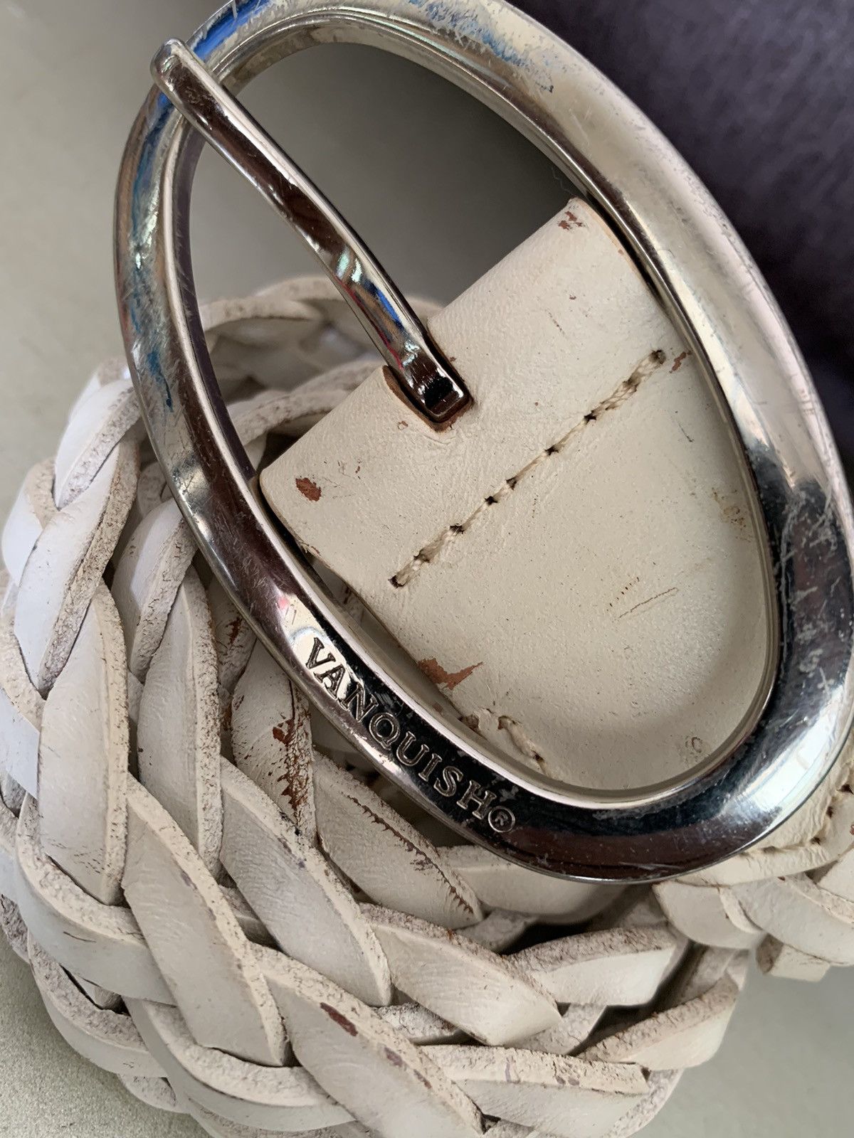Vanquish Vanquish white leather belt Size ONE SIZE - 3 Thumbnail