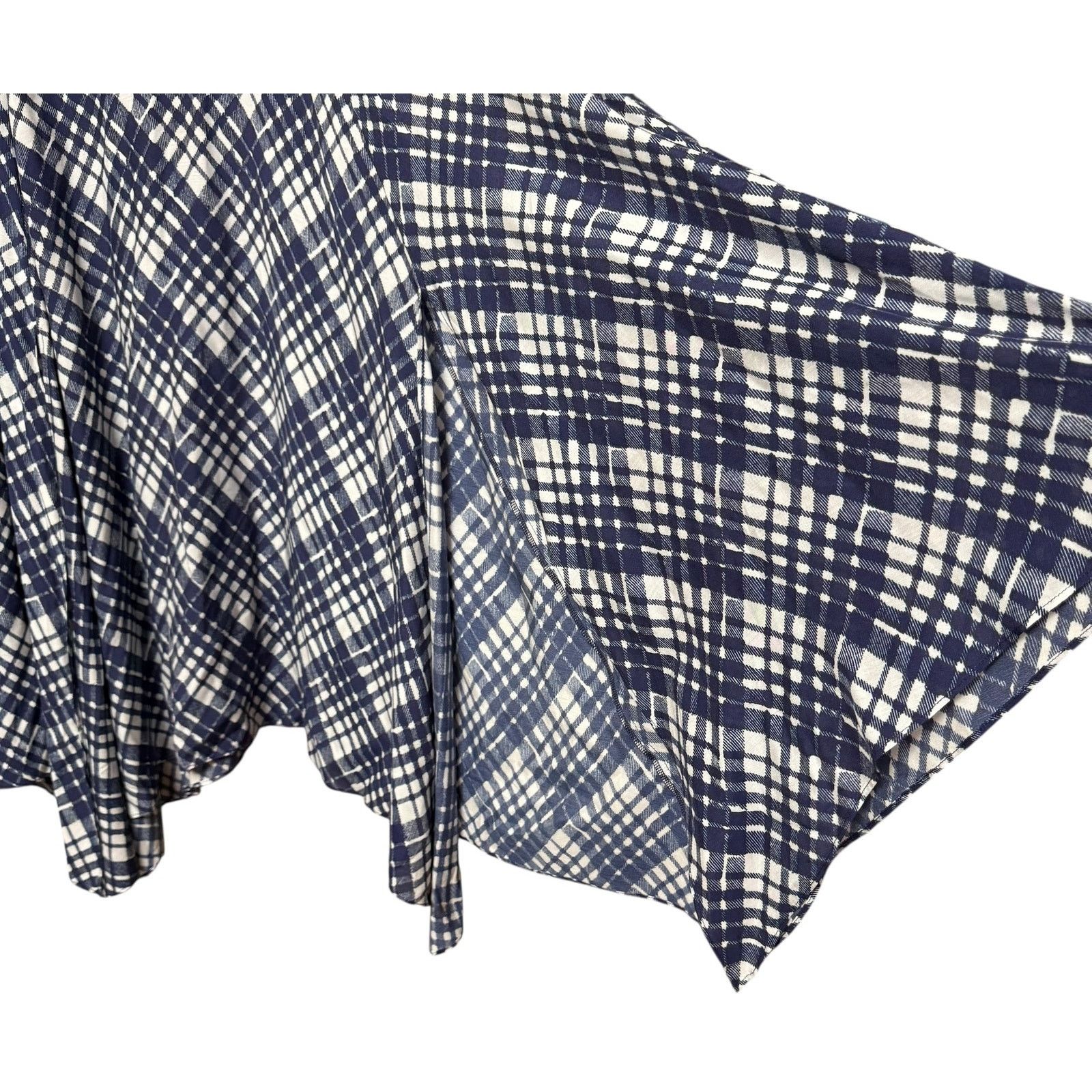 RIXO Rixo London Maggie Navy Sponge Check Skirt S Asymmetrical Size 27" / US 4 / IT 40 - 9 Thumbnail