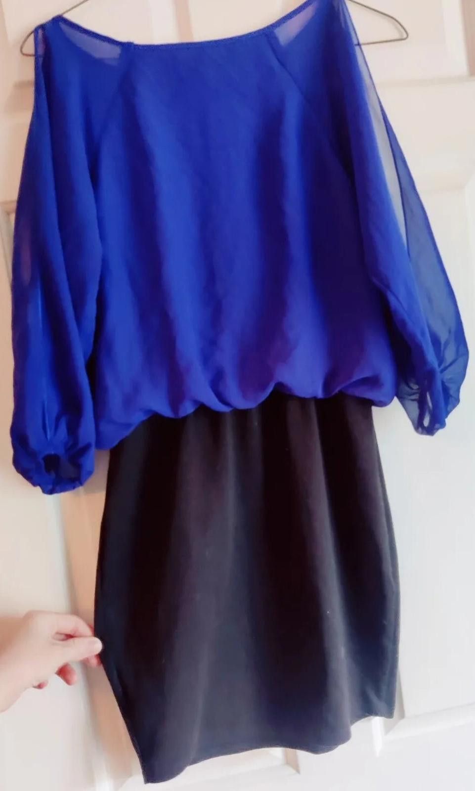 Bonobos BONGO Dress Blue Black Split Sleeves Short Size Juniors S Sm Size S / US 4 / IT 40 - 8 Thumbnail