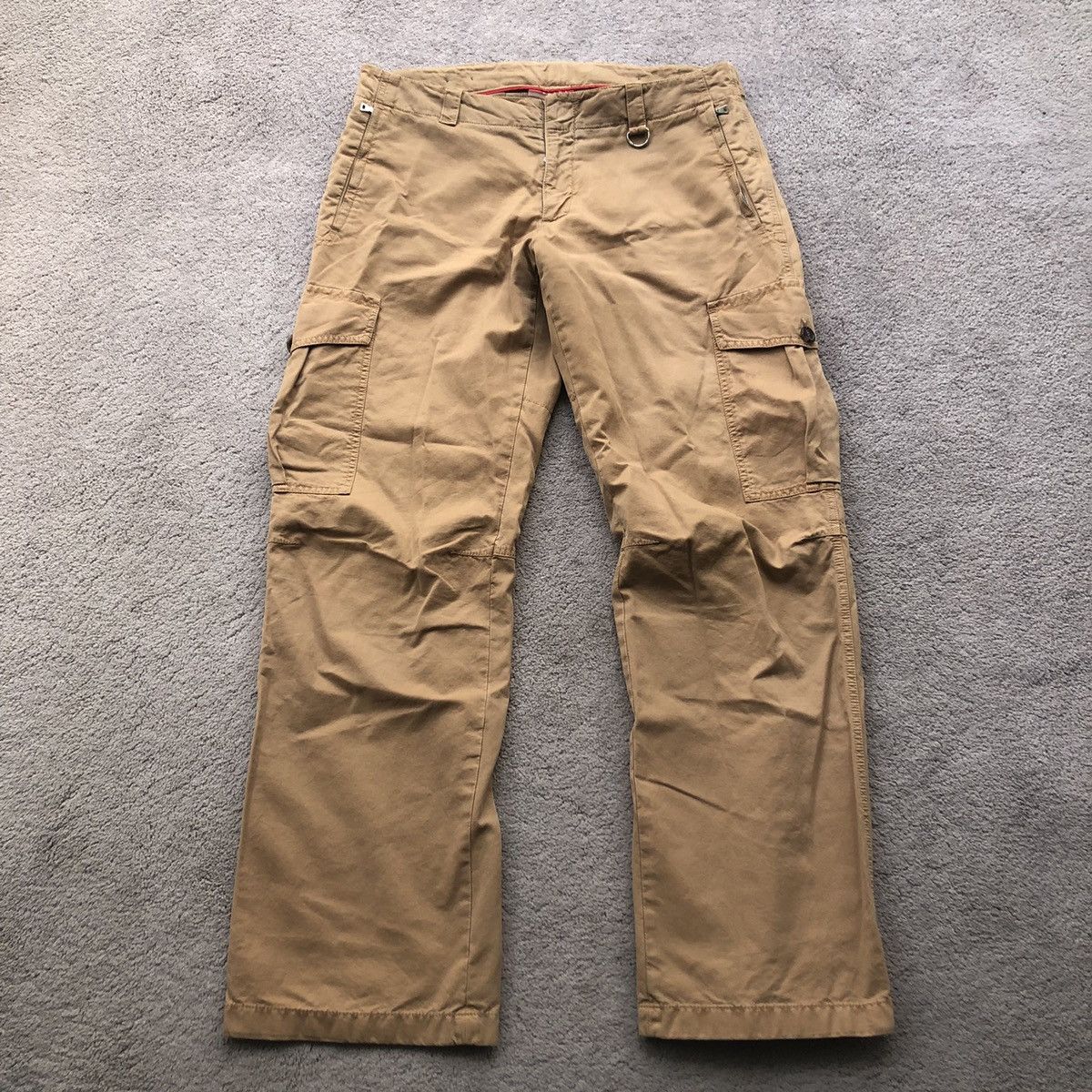 Image of Italian Designers x Prada Vintage Prada Brown Tab Utility Cargo Trousers in Tan, Men's (Size 36)