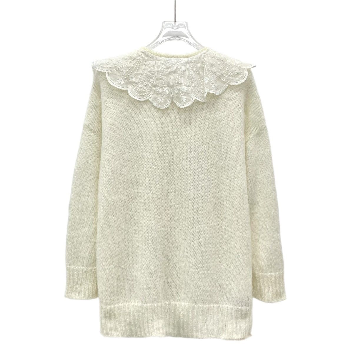 Miu Miu Miu Miu Lace Trim Mohair Long Sleeve Knit Cardigan K26WX Size S / US 4 / IT 40 - 2 Thumbnail