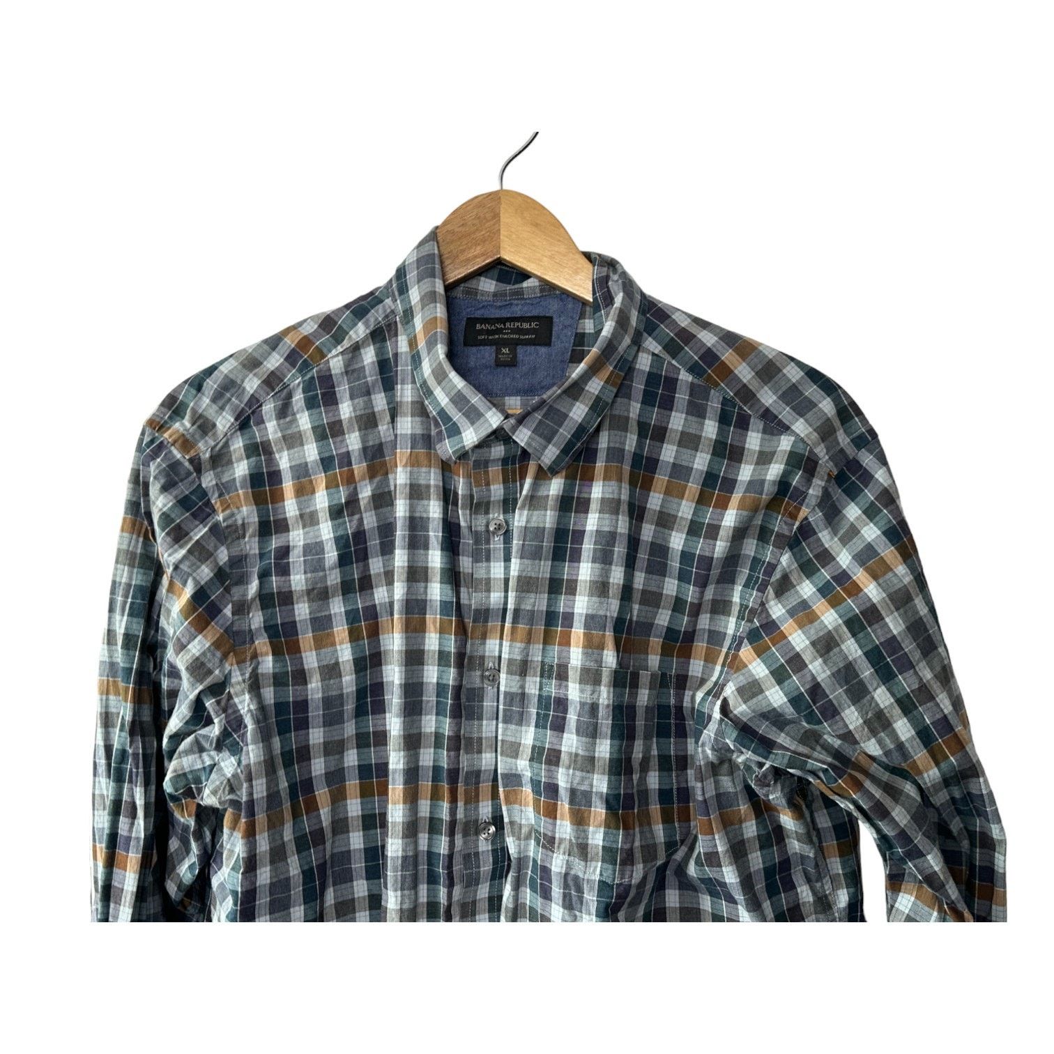 Banana Republic Banana Republic Soft Wash Tailored Slim Fit Plaid Shirt XL Size US XL / EU 56 / 4 - 3 Thumbnail
