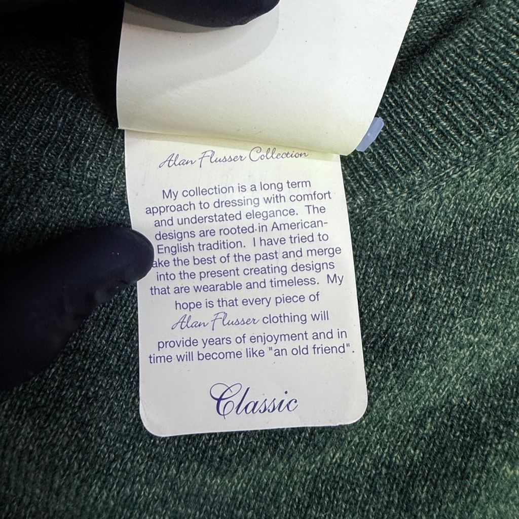 Alan Flusser ALAN FLUSSER 100% Pure Cashmere Crewneck Sweater Green Men’s Size US L / EU 52-54 / 3 - 7 Thumbnail