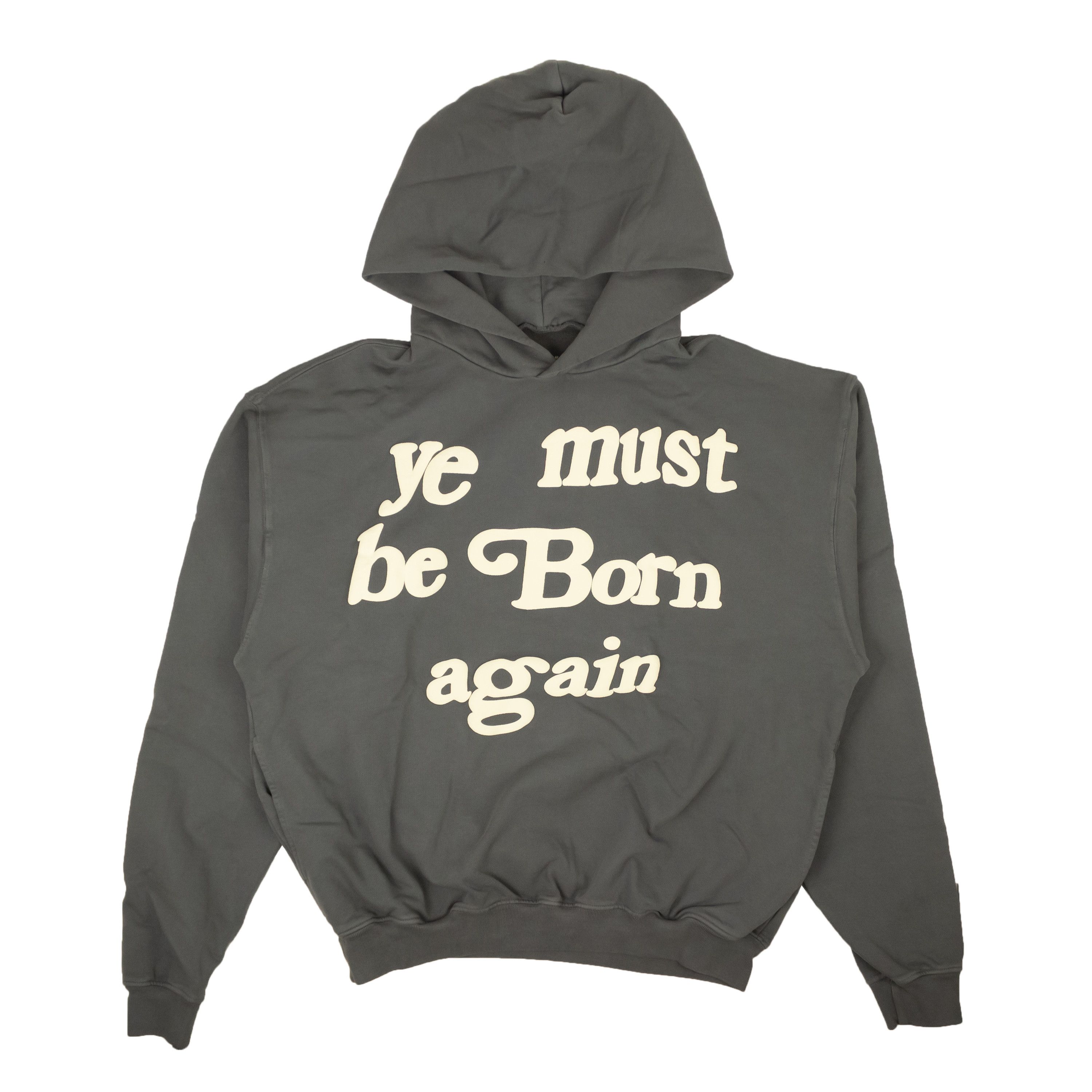 image of Cactus Plant Flea Market Grey Ye Must Be Born Again Hoodie Size M, Men's