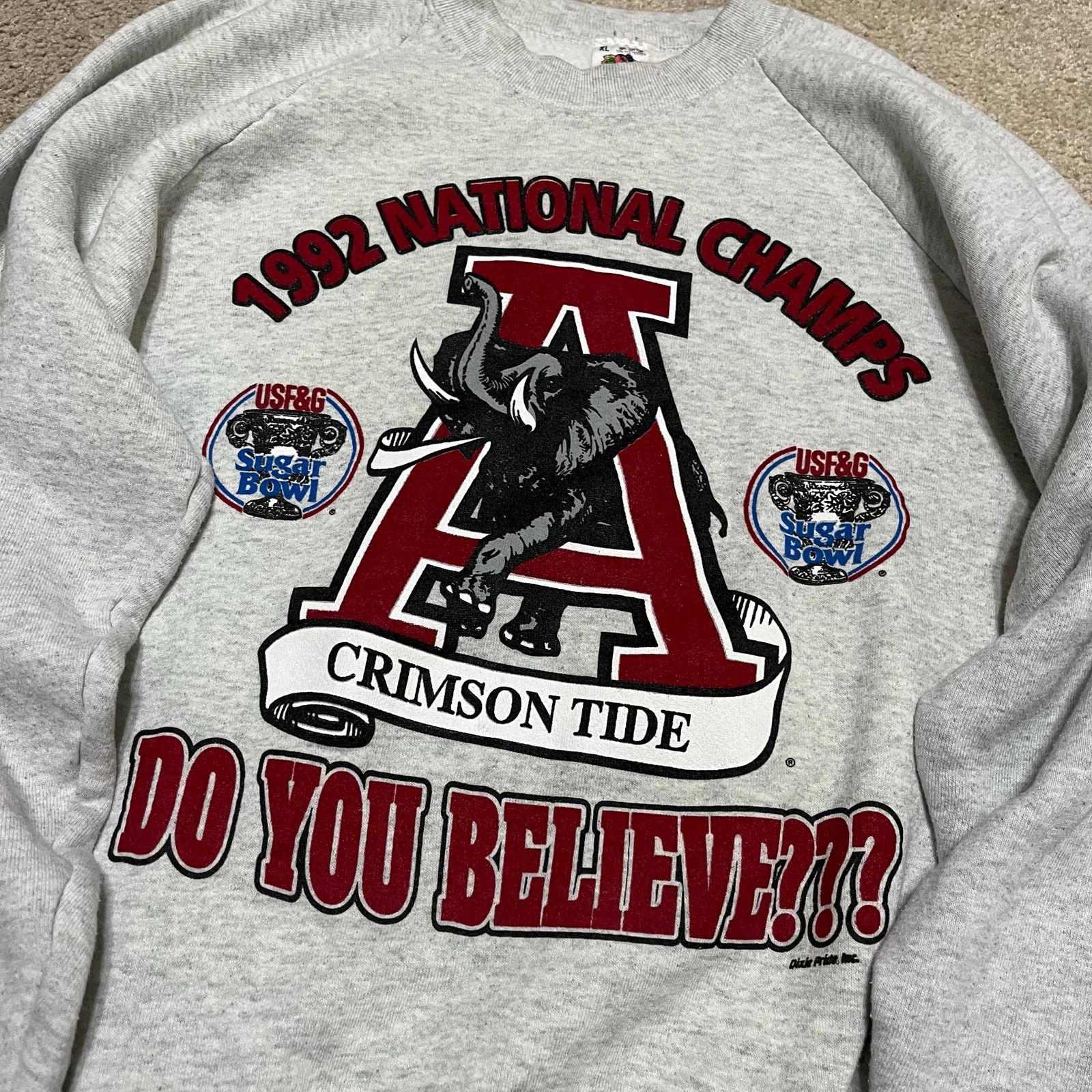 Fruit Of The Loom Vintage 1992 Alabama Crimson Tide Natty Champs Crewneck Grey Size US XL / EU 56 / 4 - 3 Thumbnail