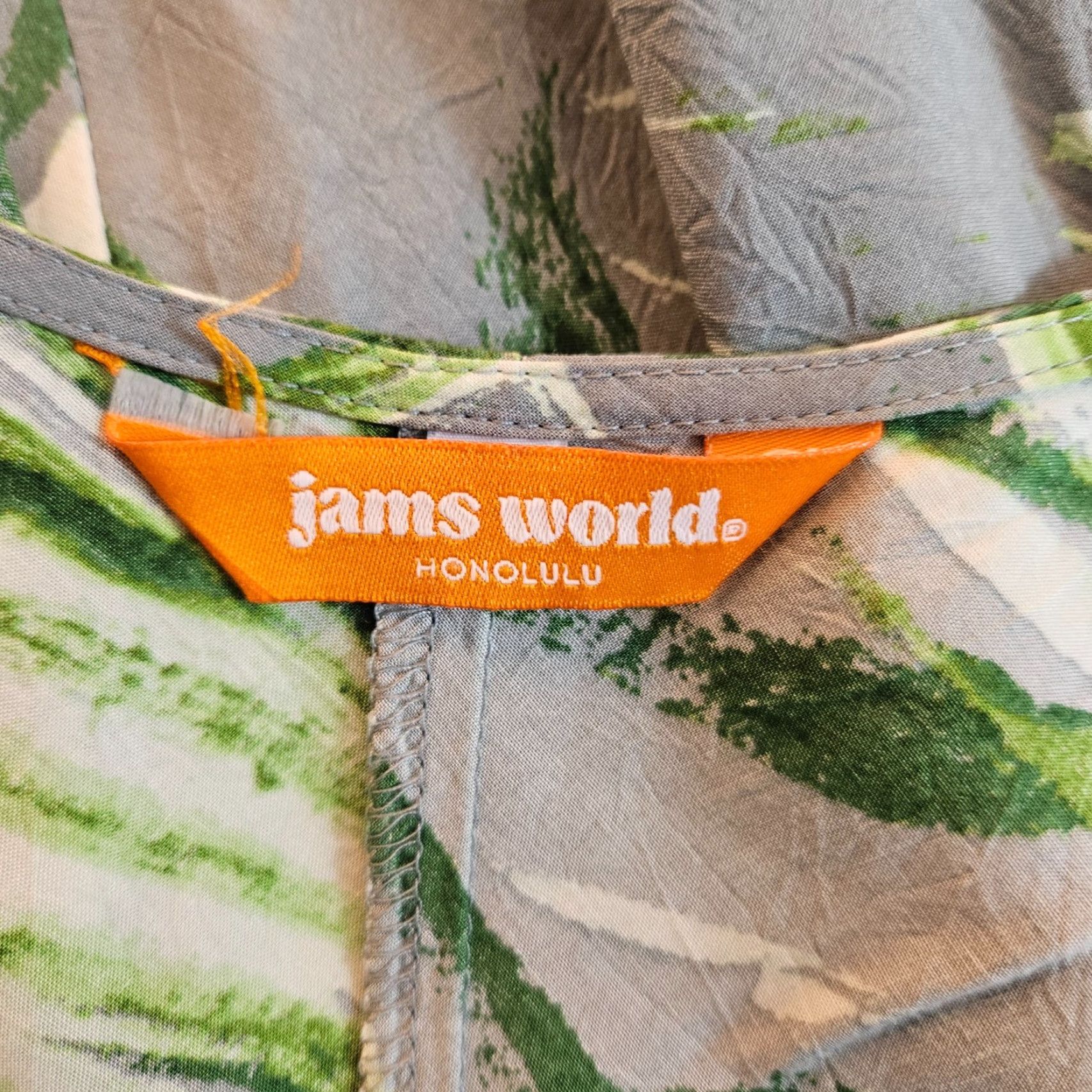 Jams World Jams World Dress Womens XL Green Gray Palm Print Rayon Scoop Neck Dress Shirt? Size XL / US 12-14 / IT 48-50 - 8 Thumbnail