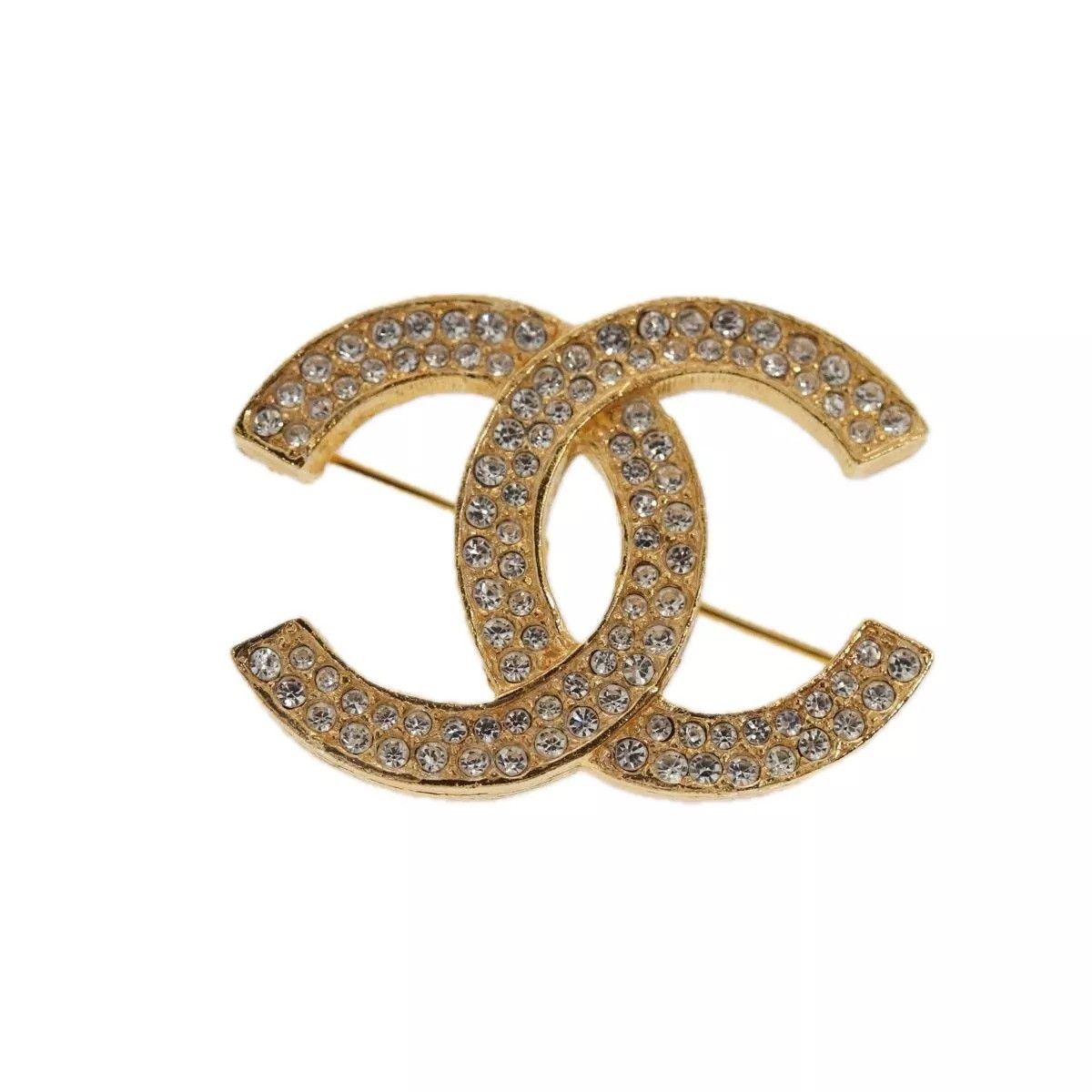 CHANEL COCO Mark Brooch metal Gold CC Auth