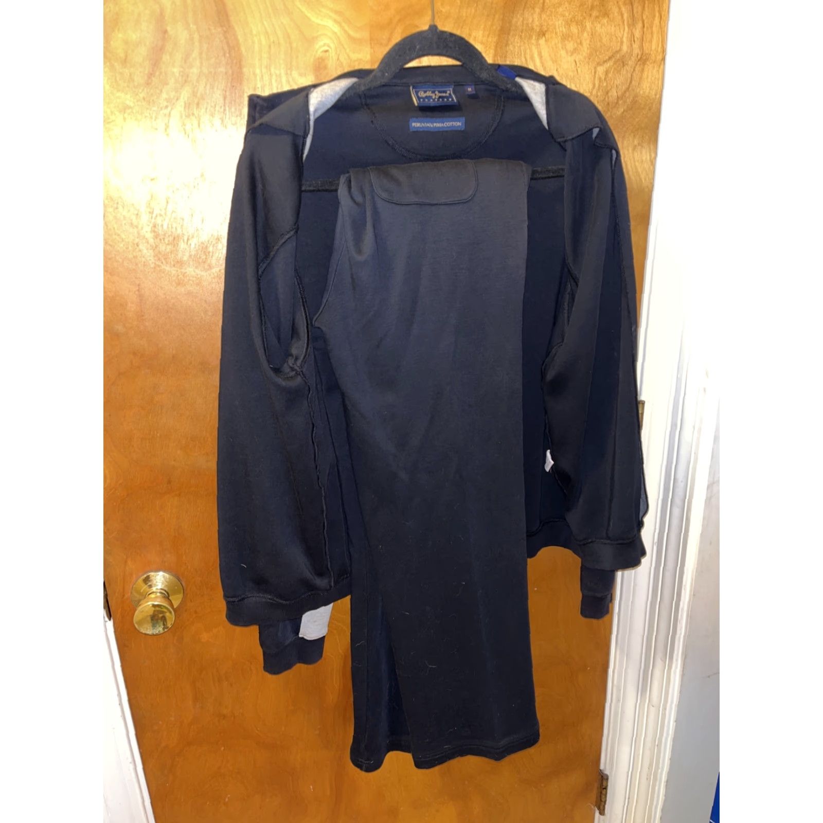 Vintage VINTAGE Bobby Jones Men’s Tracksuit Set Medium Black Peruvian Pima Cotton Zip Casual Activewear Size 40R - 3 Thumbnail