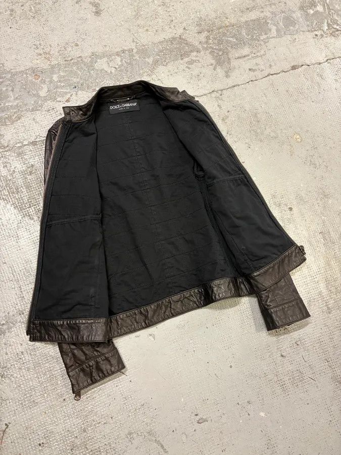 Dolce & Gabbana 2000s Dolce & Gabbana Black Grid Leather Jacket Size US S / EU 44-46 / 1 - 7 Thumbnail