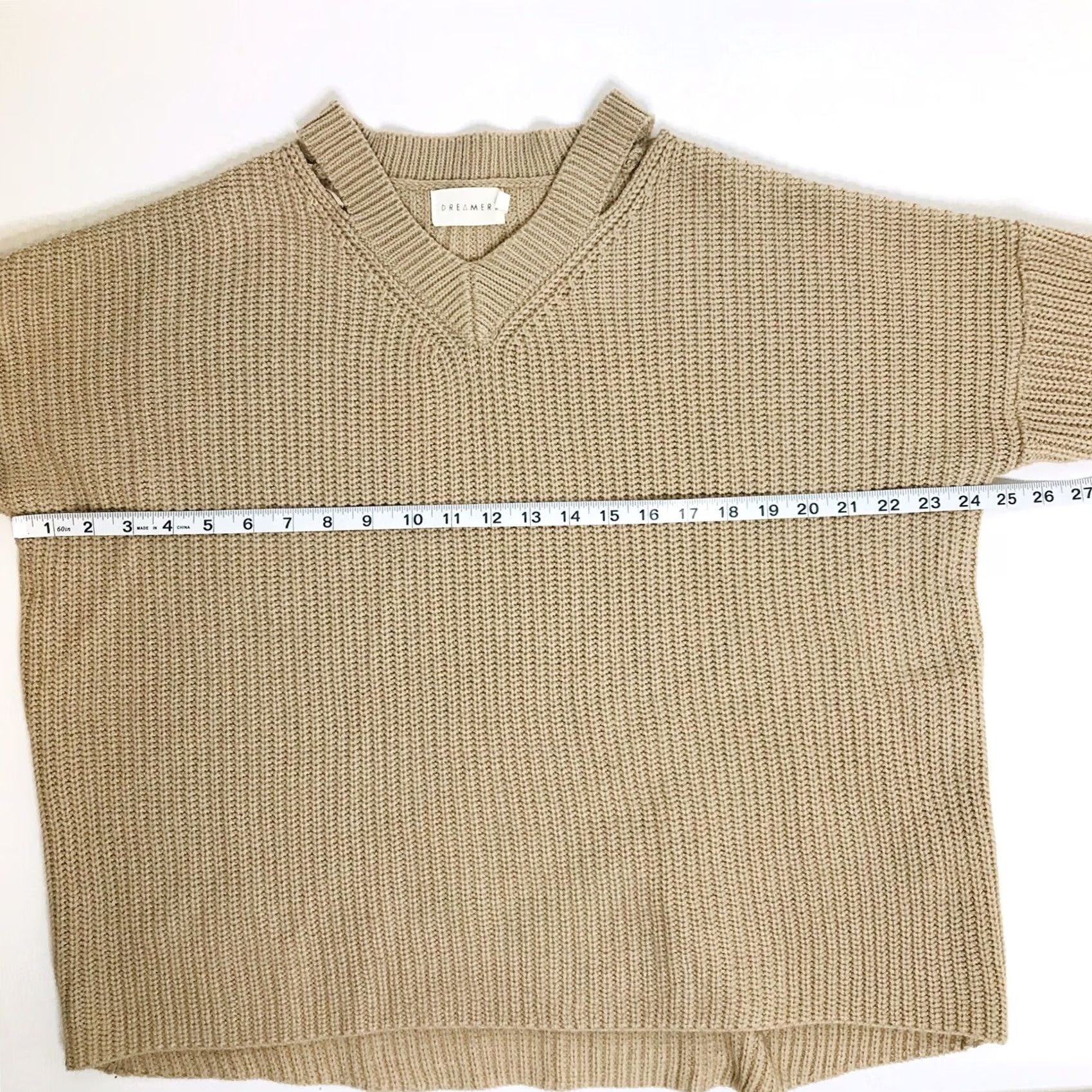 Vintage Dreamers by Debut V Neck Sweater Womens Size S Brown Knit Long Sleeve Fashionable Cutout Size S / US 4 / IT 40 - 3 Thumbnail