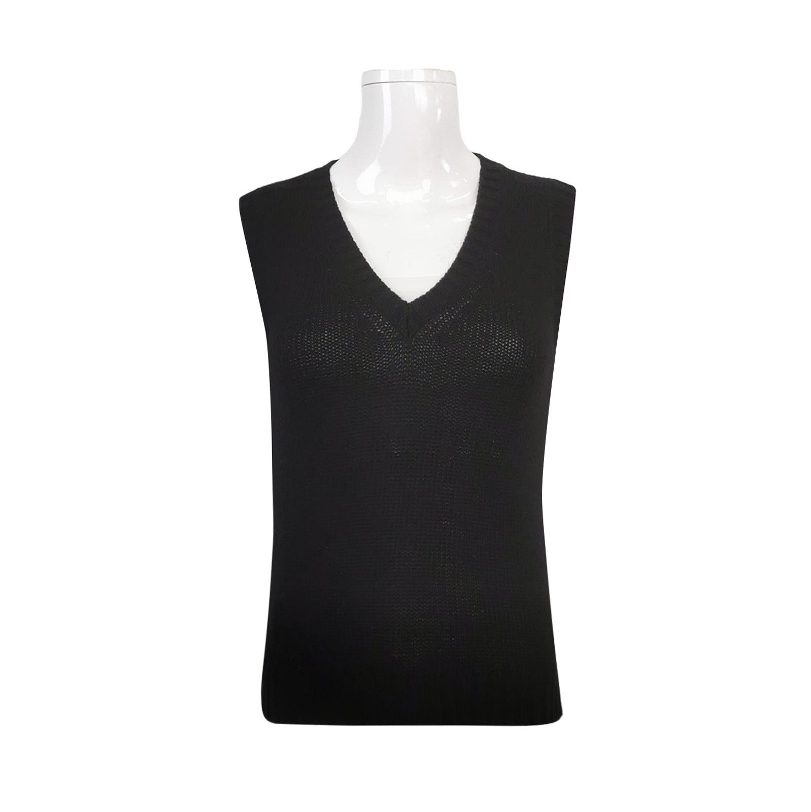 Prada Prada Black V-Neck Sleeveless Knit Vest 0089 Size XS / US 0-2 / IT 36-38 - 1 Thumbnail