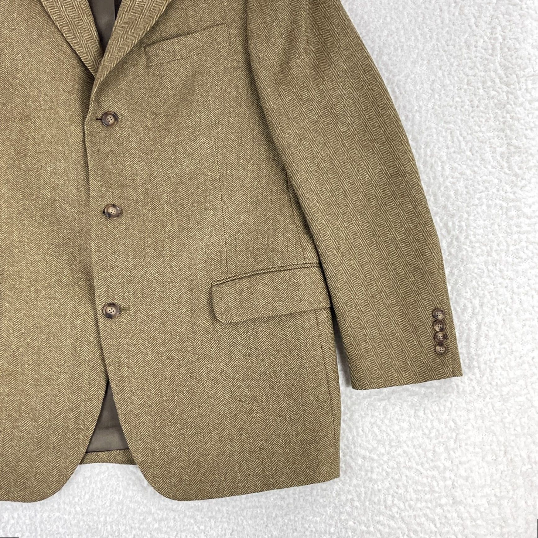 Lands' End Lands' End Blazer Jacket Mens 43 R Brown 100% Wool Tweed Long Sleeve Office Size US XL / EU 56 / 4 - 3 Thumbnail