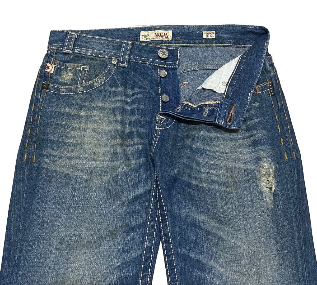 If Six Was Nine × Mek Denim Rare Design Vintage Brand Mek Denim Jeans 2000s Size US 33 - 6 Thumbnail