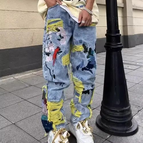 Japanese Brand Miyuki x Reiya #25 Embroidery Heavy Industry Jeans Size US 33 - 6 Thumbnail