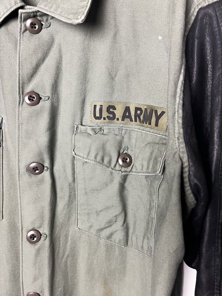 Vintage Vintage 60's-70's US Army Shirt Jacket w Leather Sleeves Size US S / EU 44-46 / 1 - 7 Thumbnail