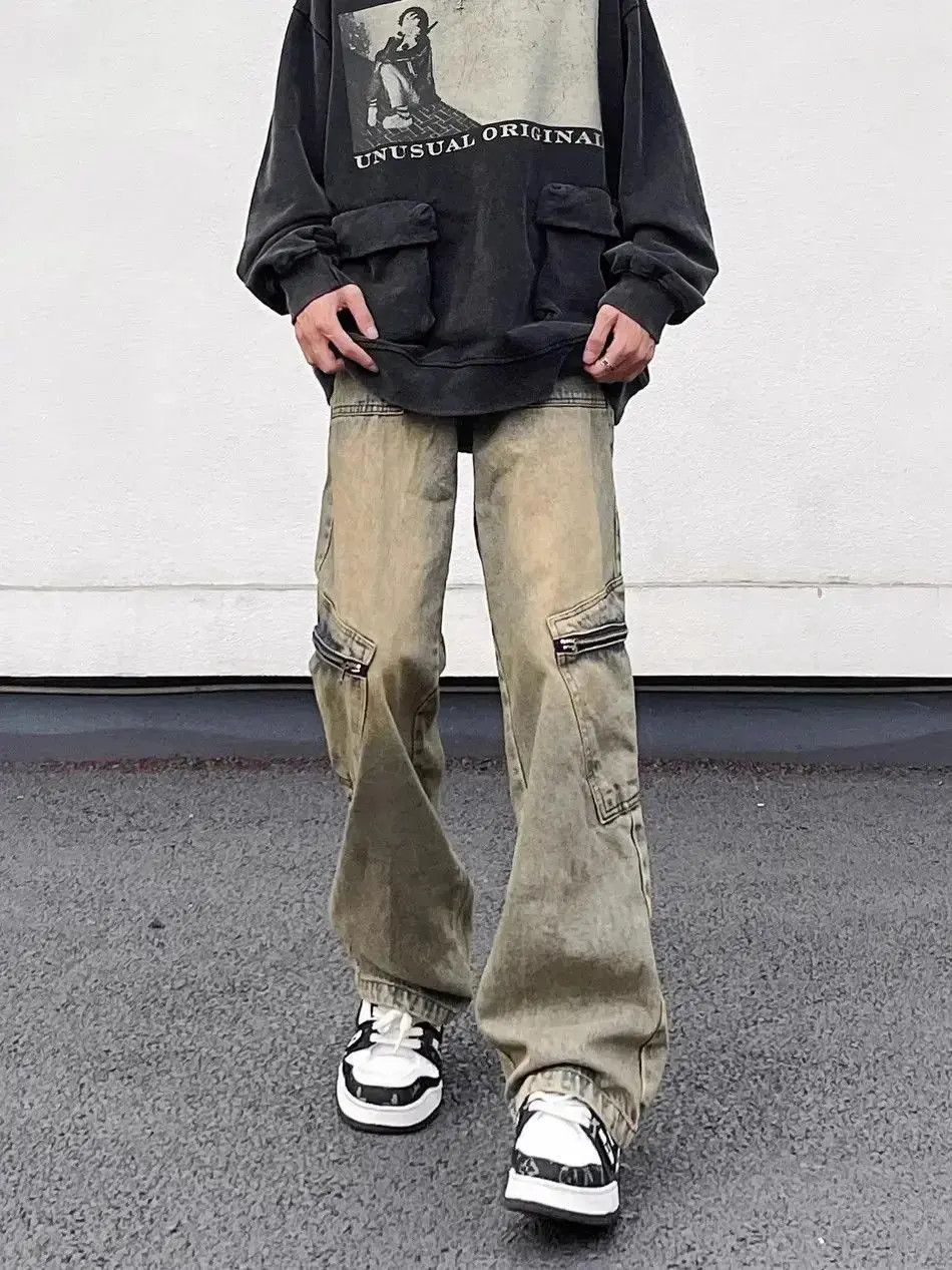 Japanese Brand Retro Straight Loose Micro Flare Zipper Jeans Size US 32 / EU 48 - 4 Thumbnail