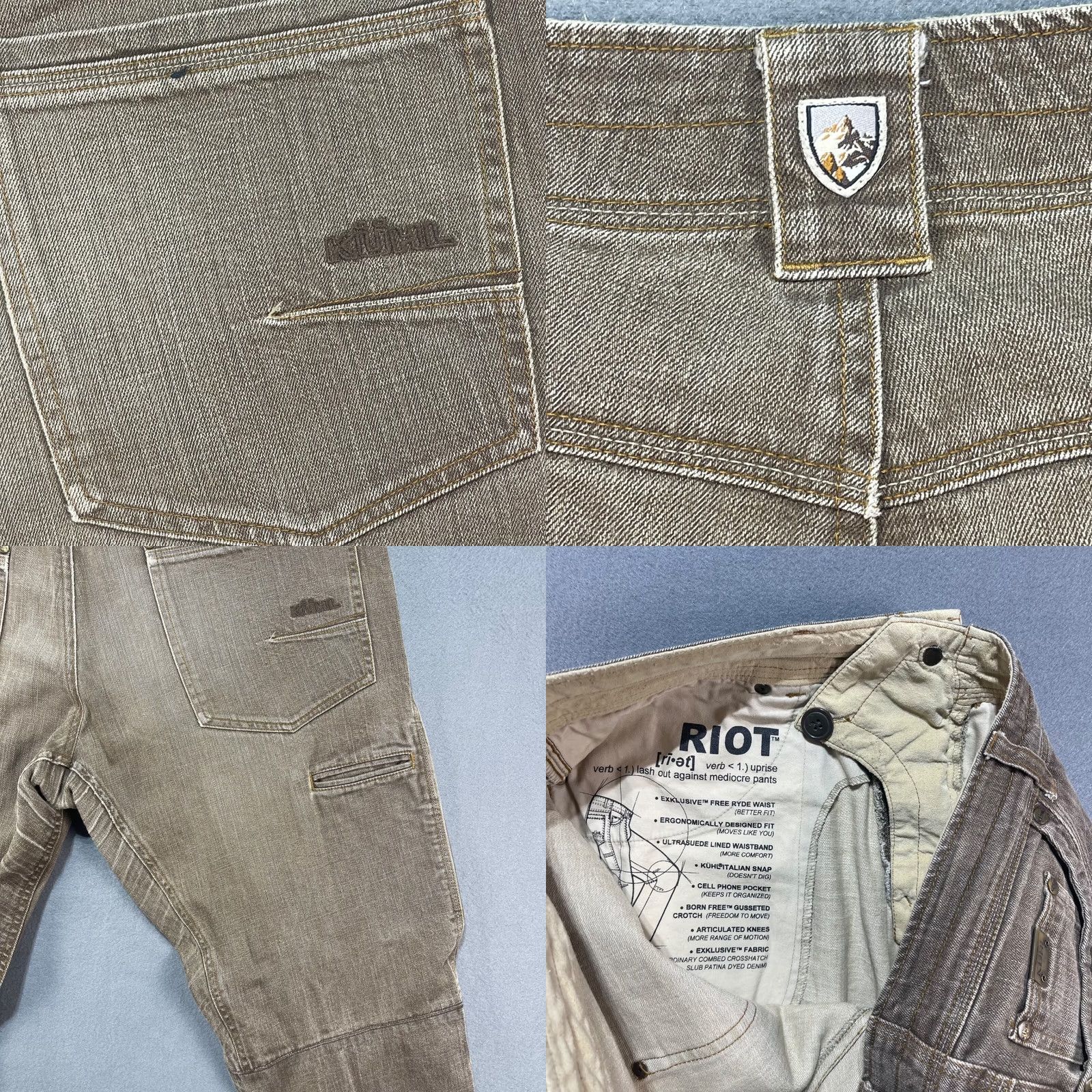 Denime Kuhl Riot Jeans Denim Pants Men's 36x30 Beige Vintage 90s Grunge Straight 5-Pocket Regular Shopwear Pants Men Size US 36 / EU 52 - 9 Thumbnail