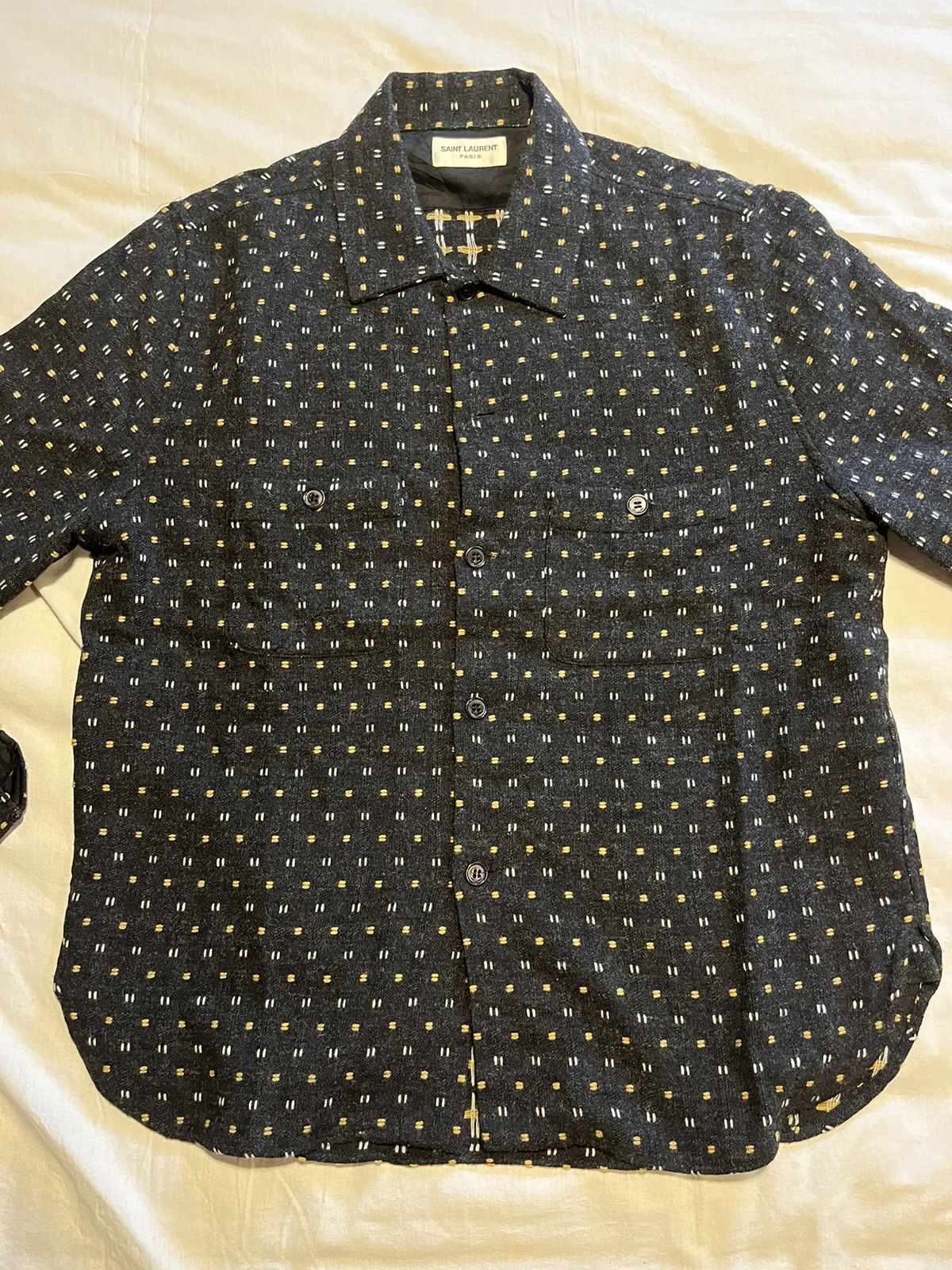 Saint Laurent Paris Saint Laurent wool embroidered shirt. Size US S / EU 44-46 / 1 - 1 Thumbnail