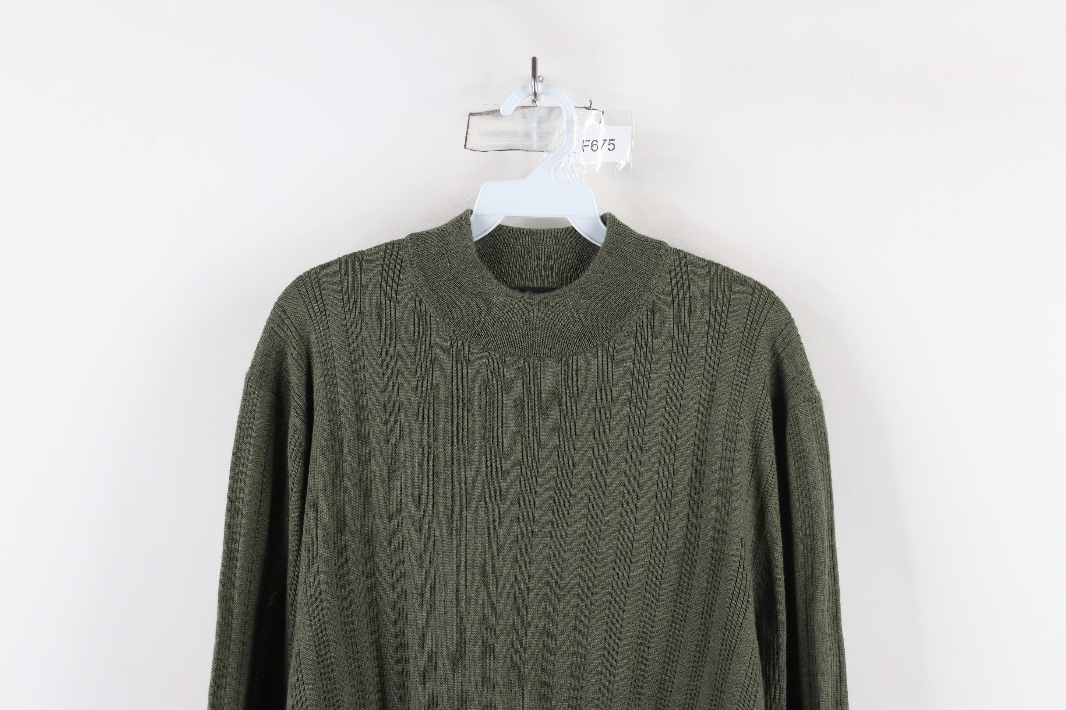 Vintage Vintage 90s Streetwear Merino Wool Ribbed Knit Sweater Green Size US L / EU 52-54 / 3 - 2 Thumbnail