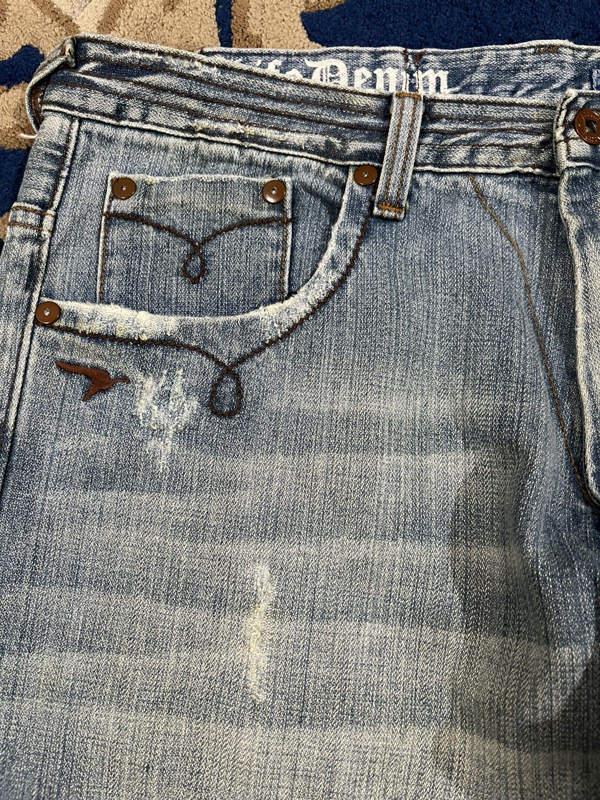 If Six Was Nine Vintage Azzure Baggy Paint Splatter Denim Size US 37 - 9 Thumbnail