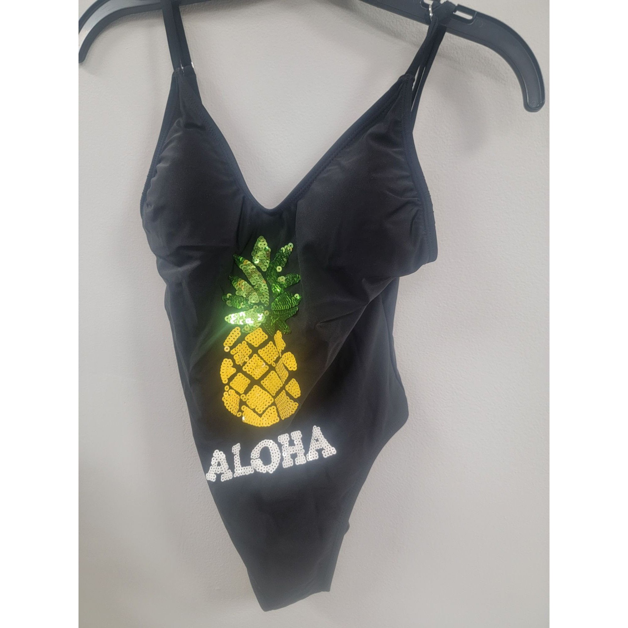 Other Womens Black Aloha Pineapple Sequin Swimsuit Small Size ONE SIZE - 1 Thumbnail