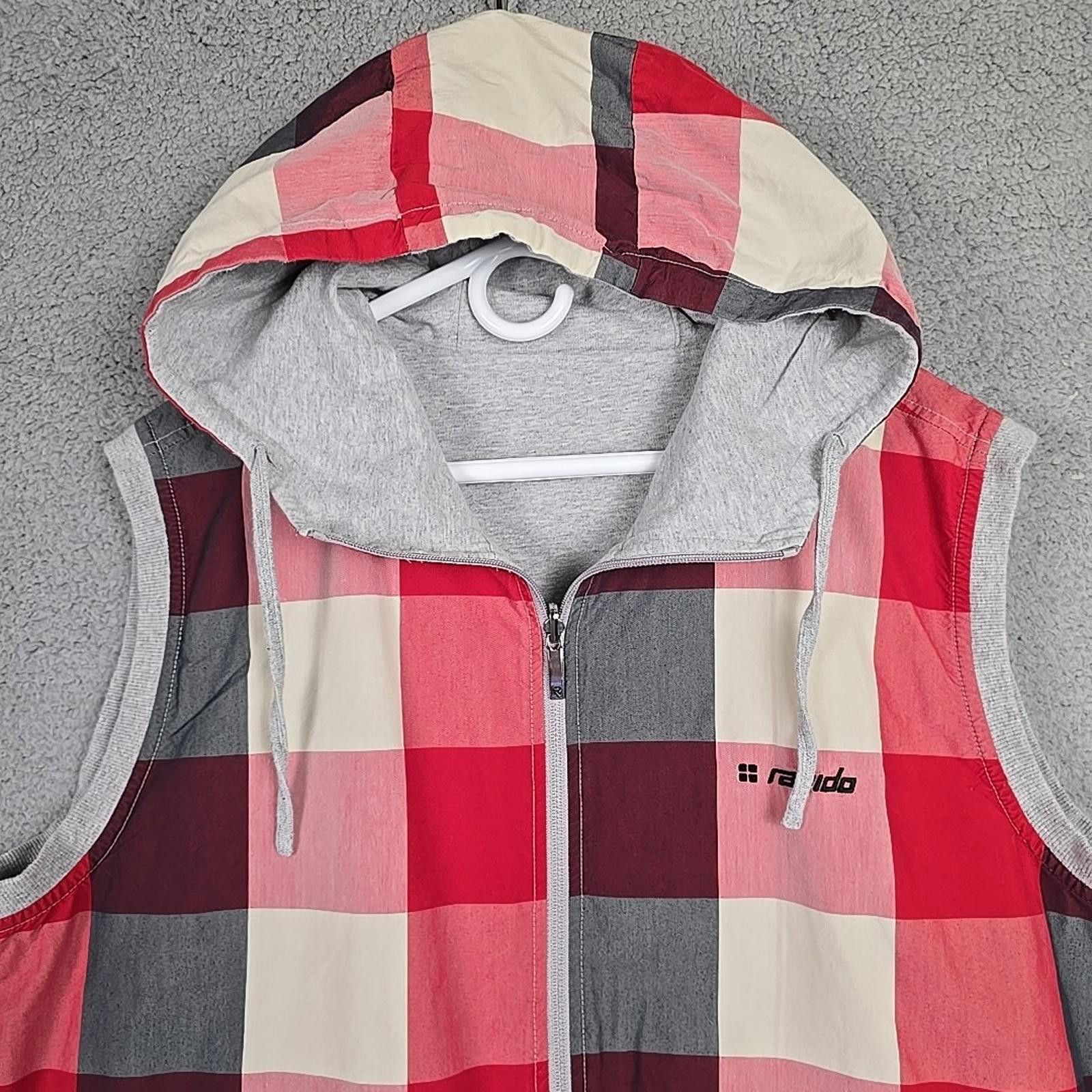 Other Rapido Full Zip Reversible Sz L Red Plaid/Gray Hooded Vest Size US L / EU 52-54 / 3 - 2 Thumbnail