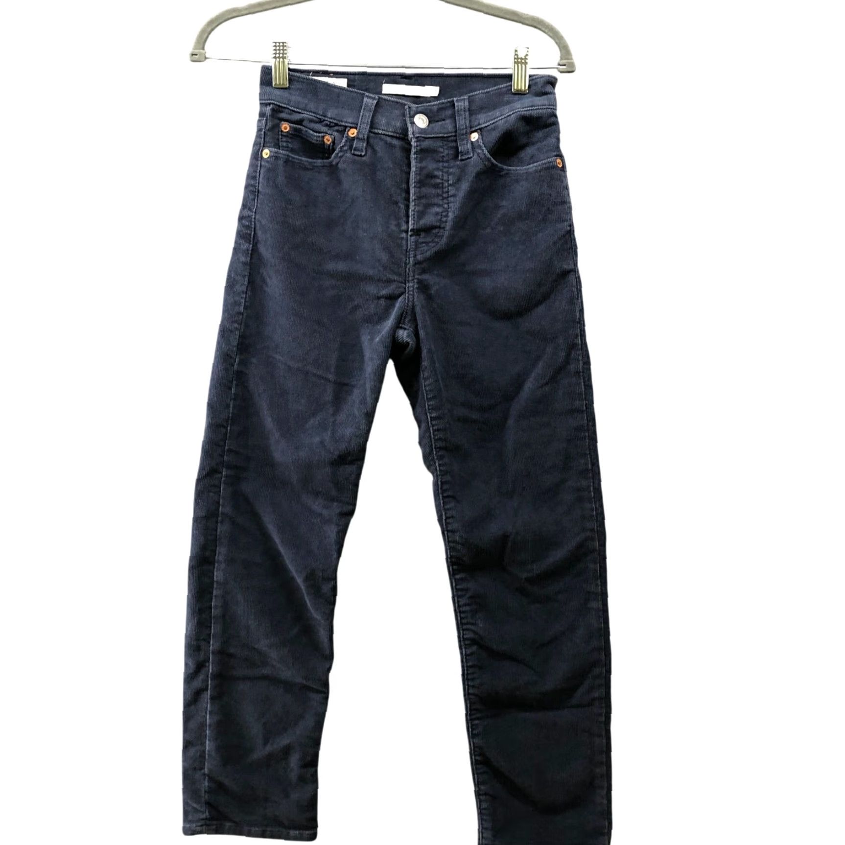 Levi's Levi's Wedgie Straight Corduroy Jeans Womens 24 Blue Button Fly 5 Pocket Jeans Size 42" / US 20 - 2 Thumbnail
