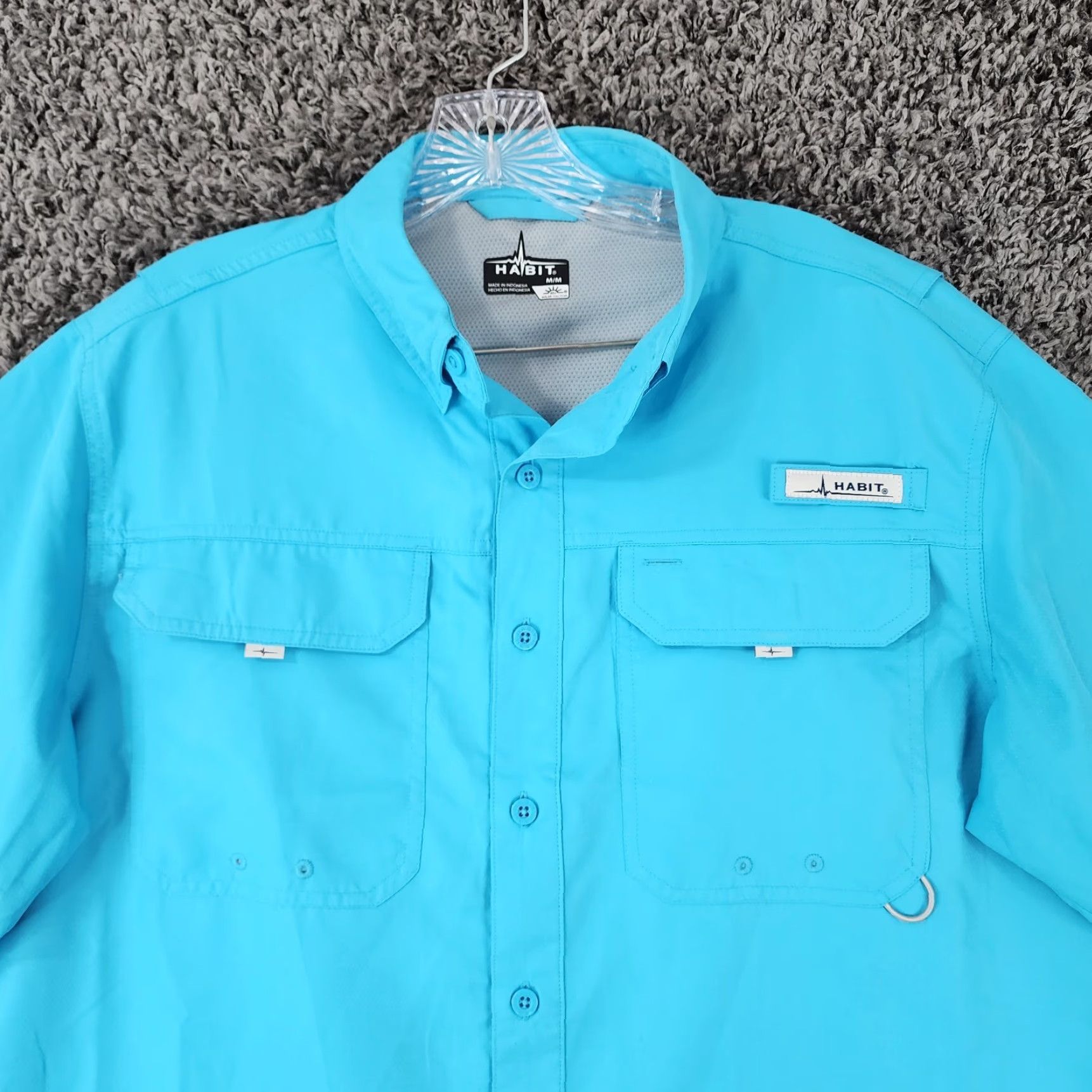 Habitat Habit Mens Blue Short Sleeve Button-Up 100% Polyester Size M Size US 31 - 4 Thumbnail