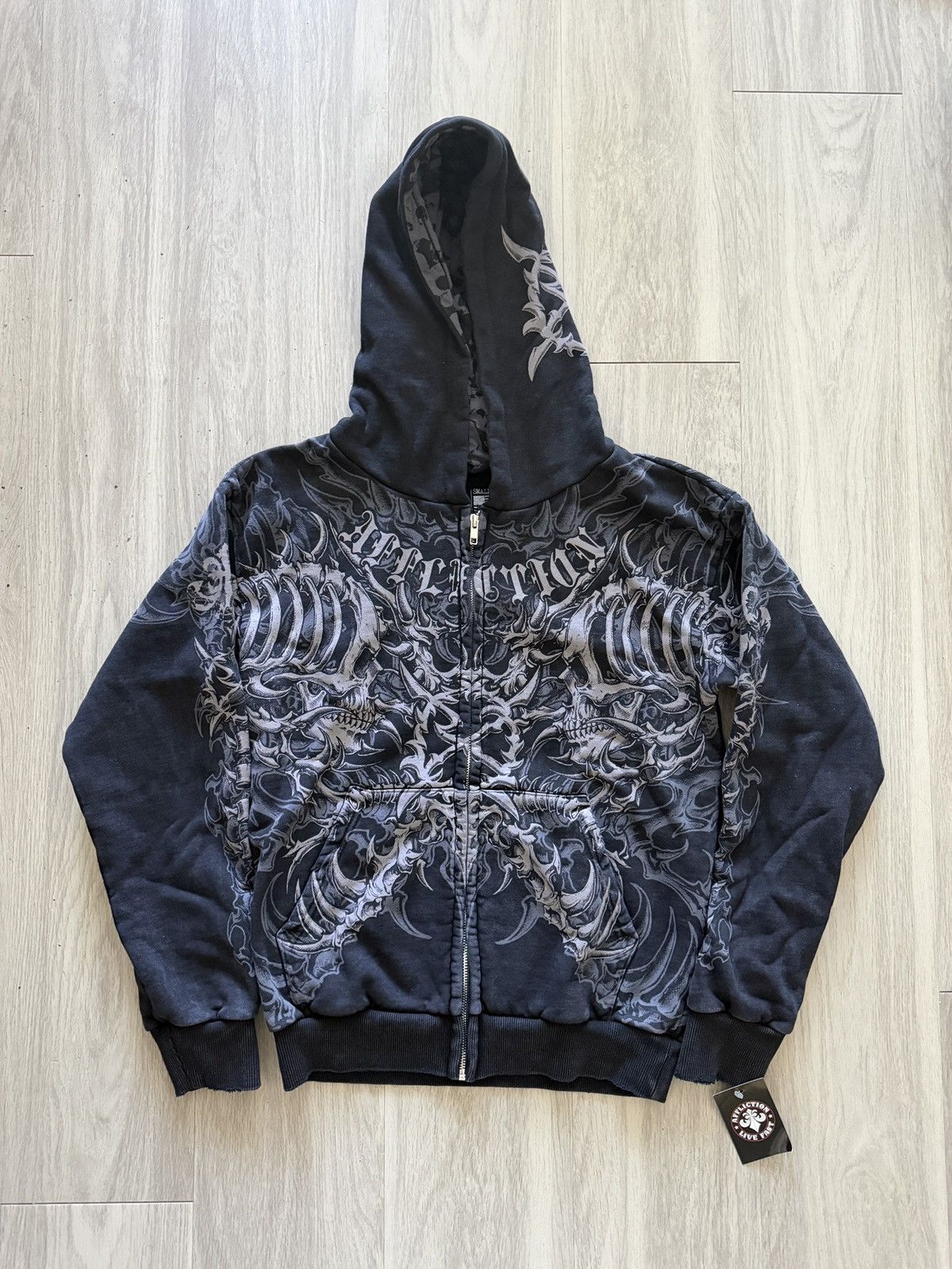 Affliction Ken Carson x Affliction Black Gorecore Lament Zip Up Hoodie Size US S / EU 44-46 / 1 - 1 Thumbnail