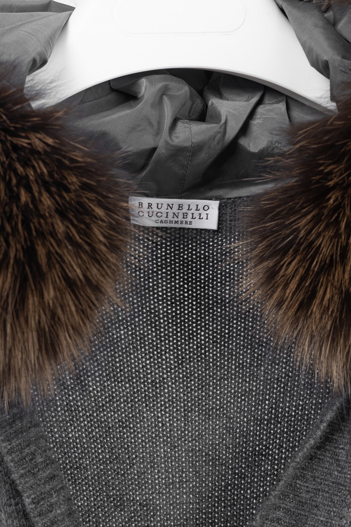 Brunello Cucinelli Brunello Cucinelli Grey Cashmere Fur-Trim-Hood Zip Cardigan Size S / US 4 / IT 40 - 4 Thumbnail