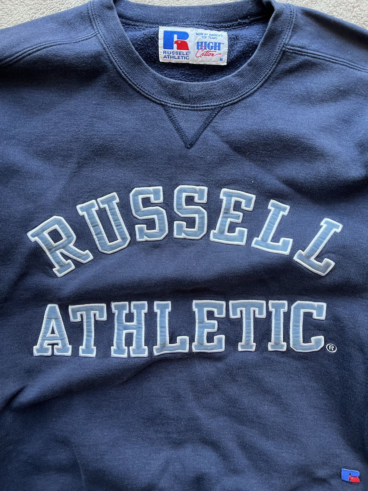 Russell Athletic × Vintage Vintage 90s Russell Athletic Blue Boxy Big Logo Size US M / EU 48-50 / 2 - 2 Thumbnail