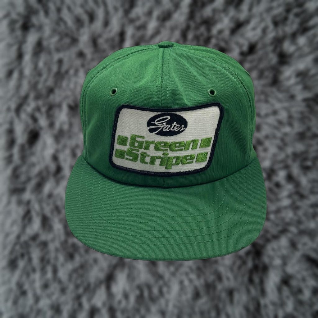 Vintage VINTAGE Gates Green Stripe Hat Cap Snap Back Green Patch Advertising Mens 80s Size ONE SIZE - 1 Thumbnail