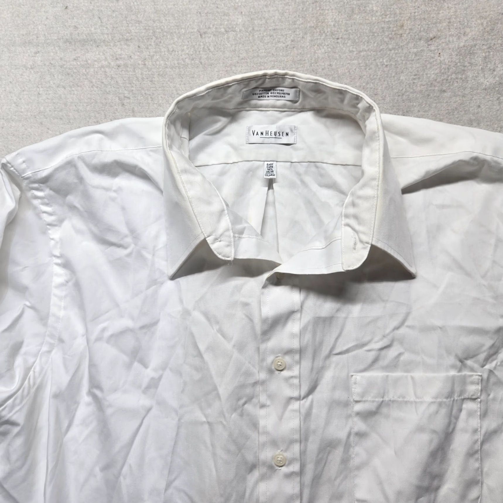 Van Heusen Van Heusen Shirt White Solid Button Up Long Sleeve 2XL 18.5/34 Regular Fit Mens Dress Shirt White, 2XL, Regular Fit Size US XXL / EU 58 / 5 - 2 Thumbnail