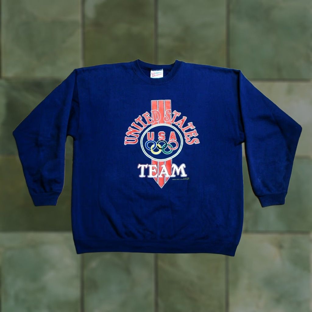 Hanes VINTAGE USA OLYMPICS SWEATSHIRT | OFFICIAL USOC LICENSED PRODUCT XL | Hanes | Blue | Long Sleeve | 90s Mens Adults XL Size US XL / EU 56 / 4 - 1 Thumbnail