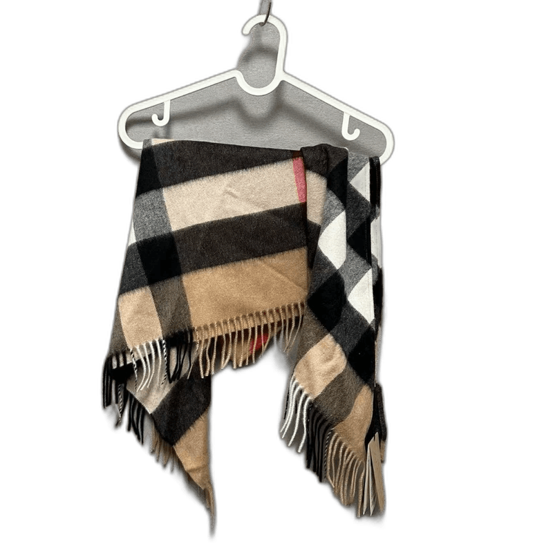 Burberry Cashmere Plaid Scarf with Fringe