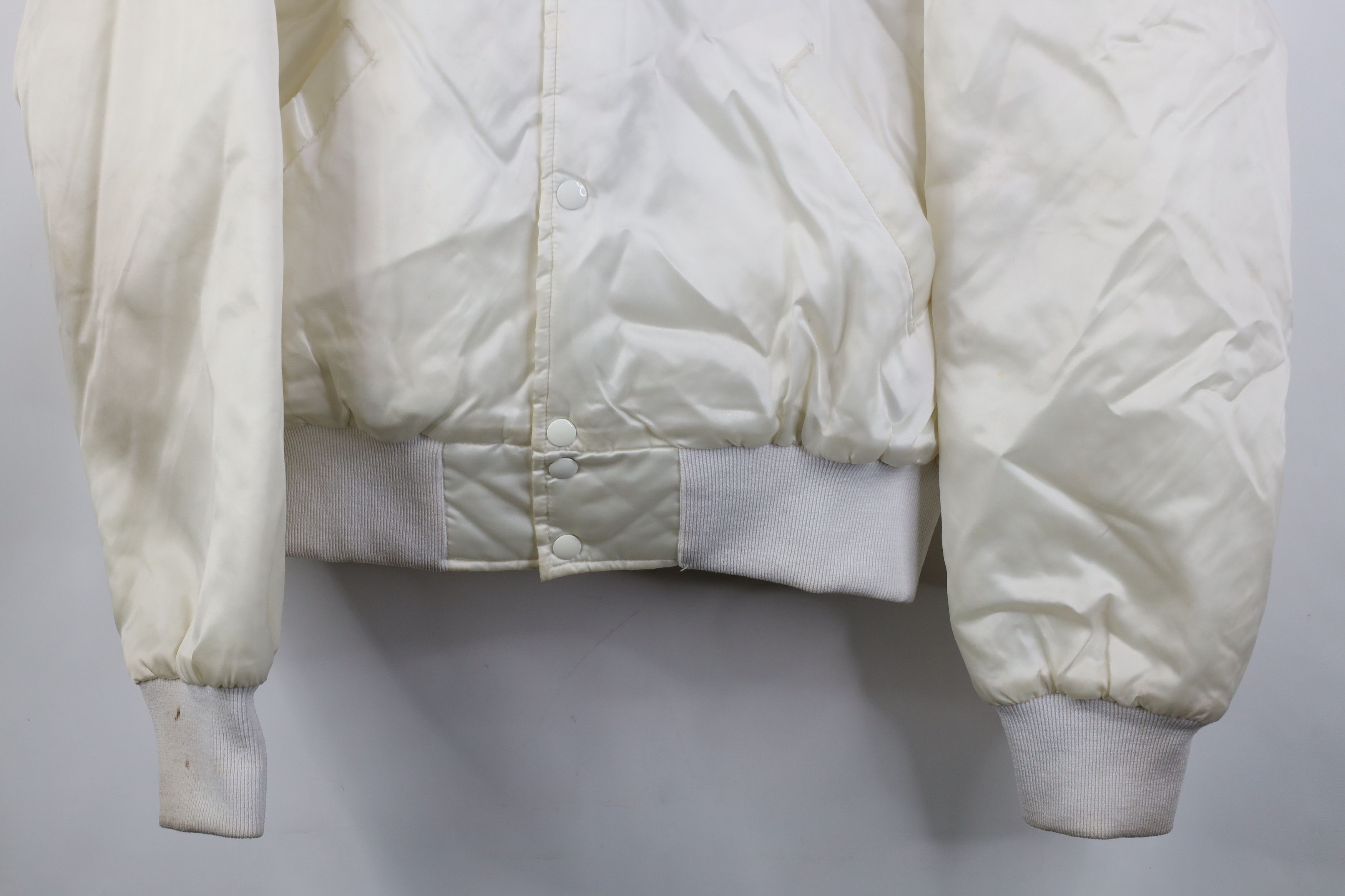 Vintage Vintage 80s 90s Streetwear Satin Bomber Jacket White USA Size US XL / EU 56 / 4 - 3 Thumbnail
