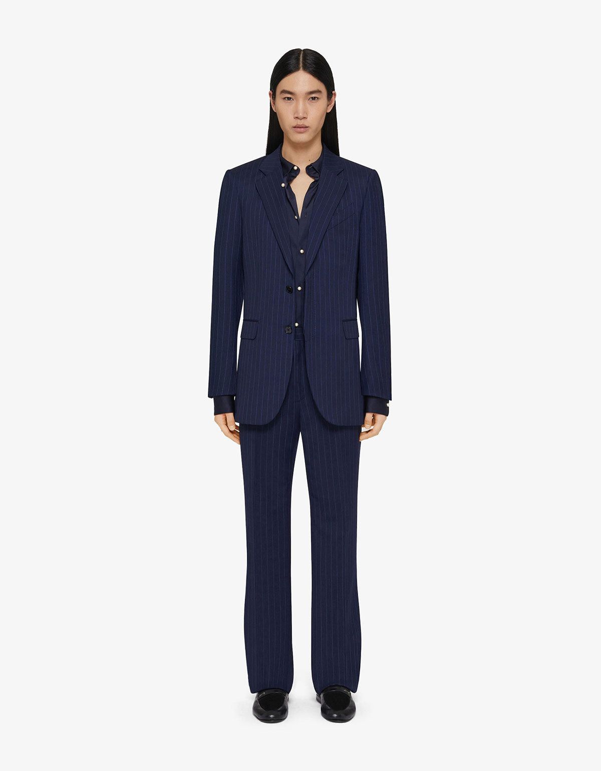 Givenchy Givenchy Blue Striped Wool Trousers Size 50R - 2 Thumbnail