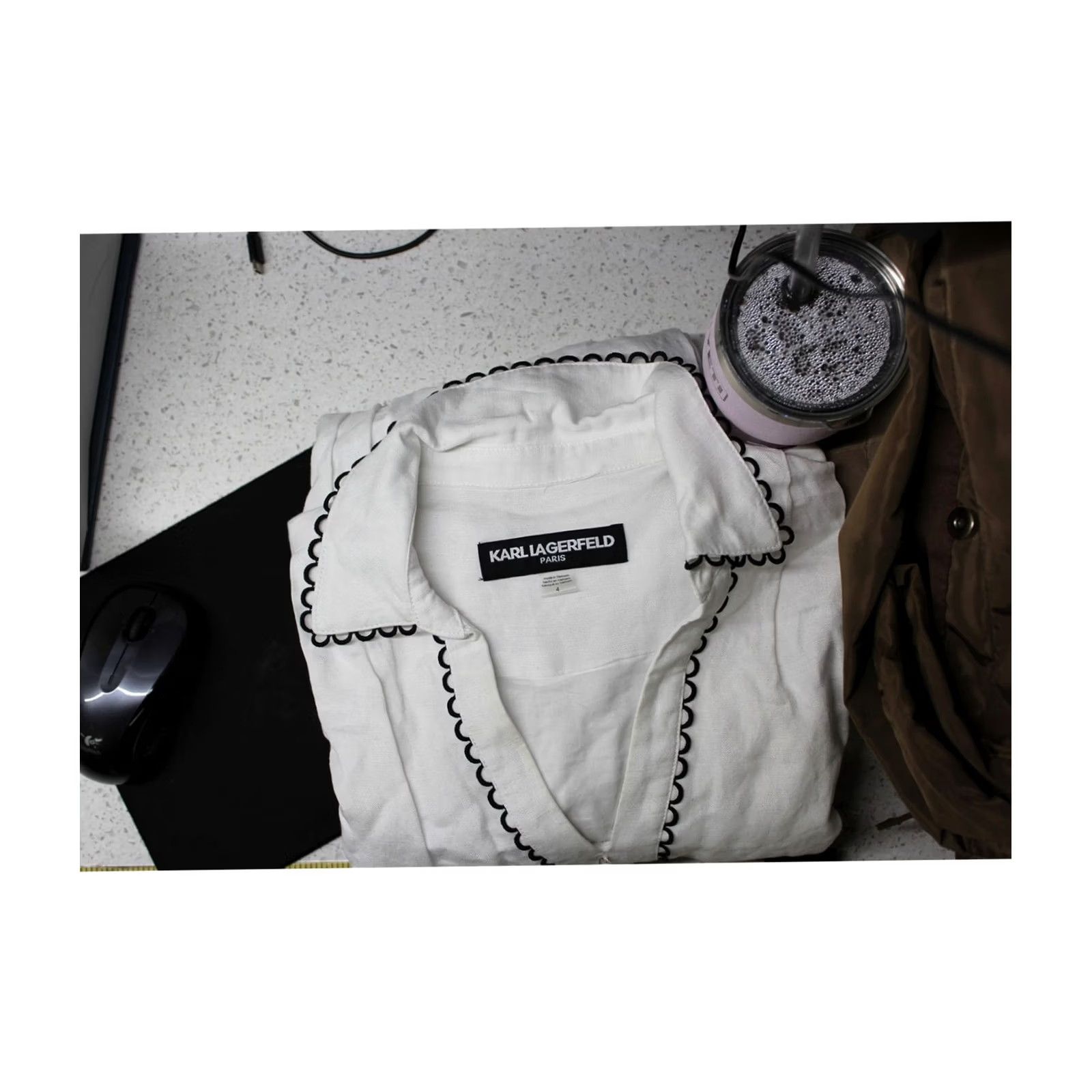 Karl Lagerfeld Karl Lagerfeld Womens Linen Blend Shirt Dress White Size 4 Size S / US 4 / IT 40 - 2 Thumbnail