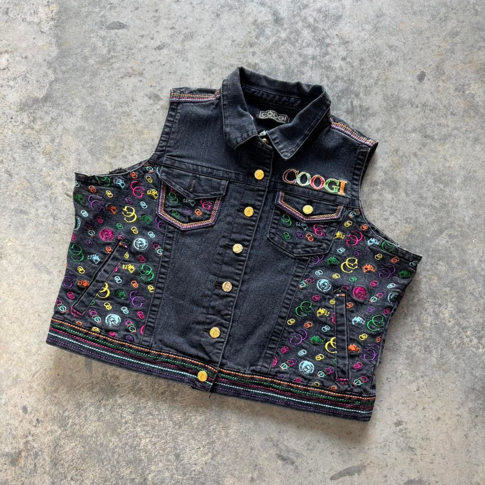 Coogi × Juicy Couture × Vintage Y2K Coogi Embroidered Denim Cropped Vest Size S / US 4 / IT 40 - 1 Thumbnail